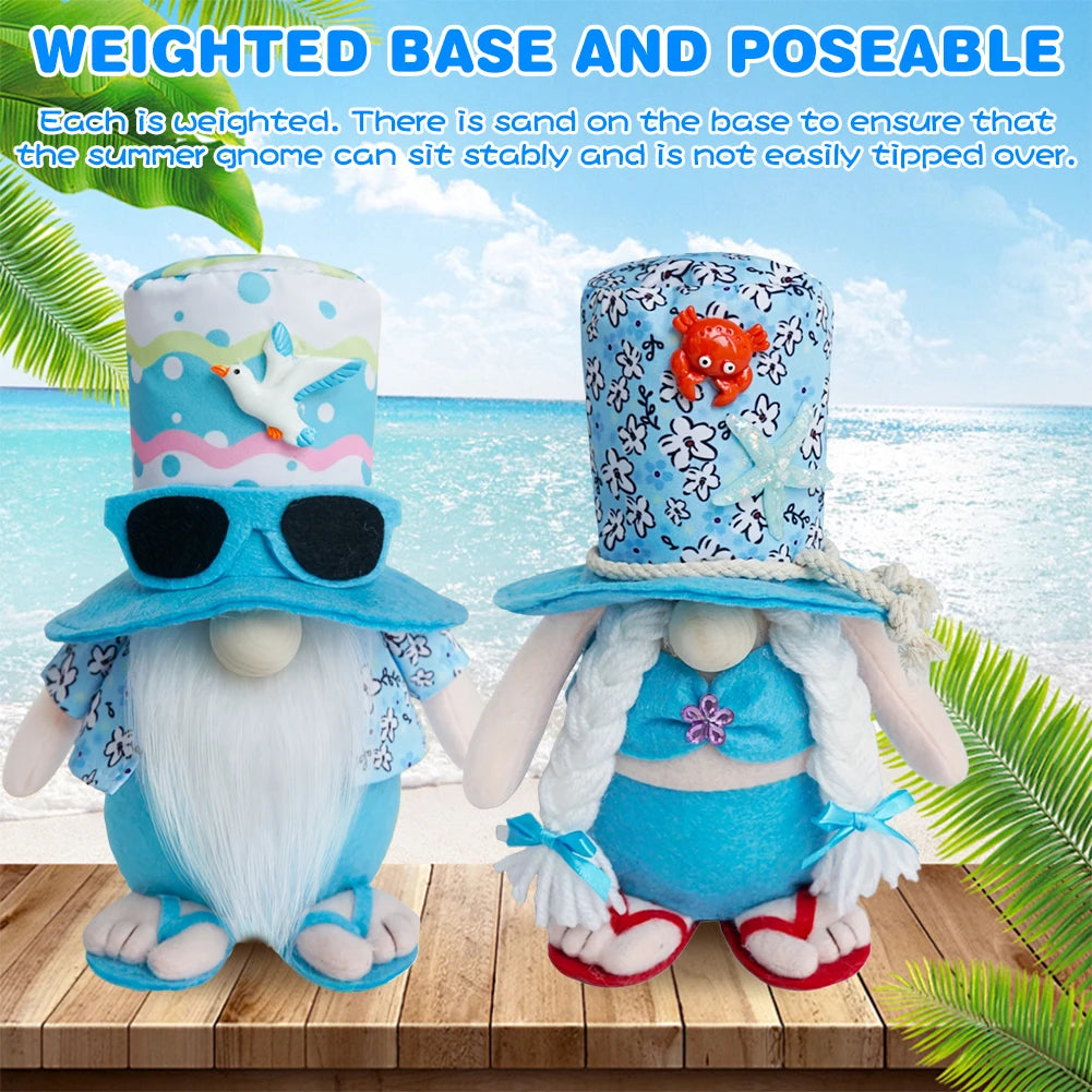 Beach Gnomes Plush Couple Decor Shelf Sitters Two Pieces