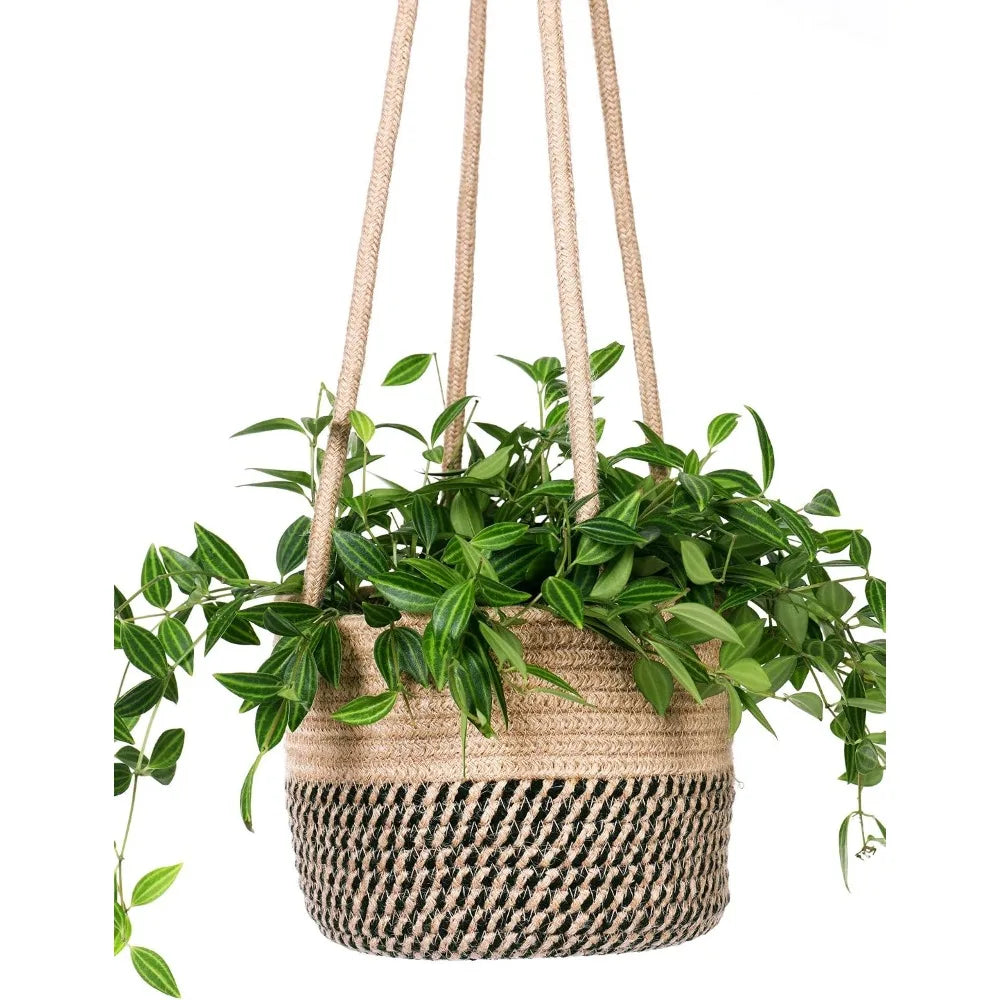 Jute Rope Hanging Planter Basket for Indoor Plants, Fits 5-7" Pots, Boho Home Decor