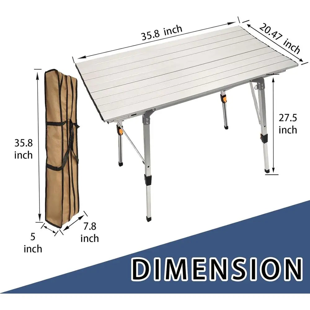 Adjustable Camping Table, Portable Outdoor Camping Table, Lightweight Portable Surface for Camping, Picnic, Beach Trips & BBQ (S