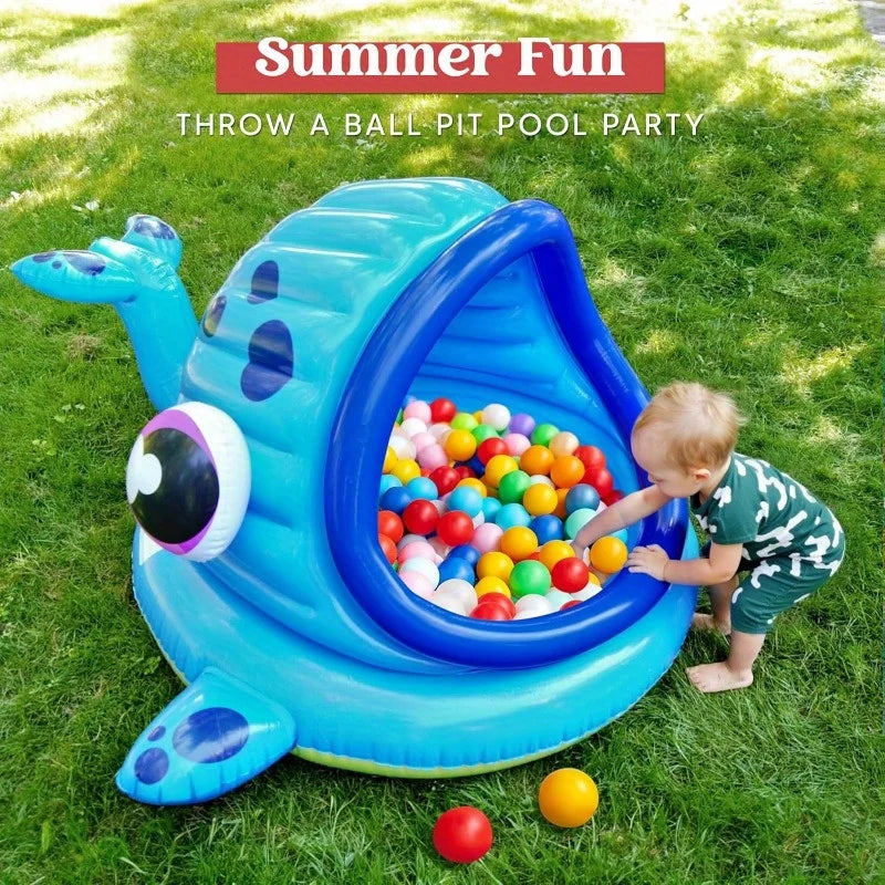 Inflatable Whale Kiddie Pool Tent for Toddler Swim Play