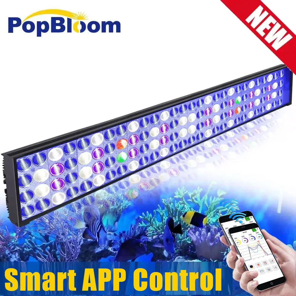 PopBloom Marine Aquarium LED Lighting Full Spectrum Reef Fixture H75