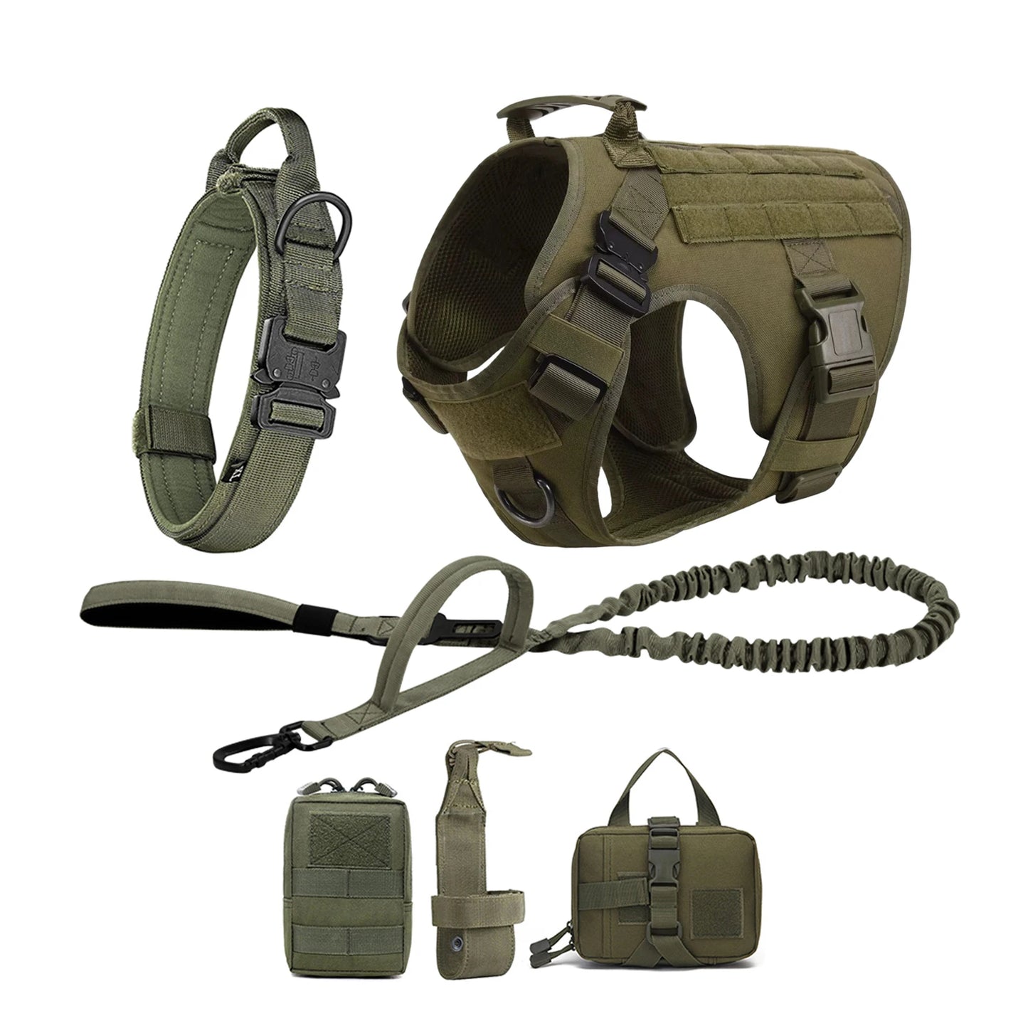 PETRAVELCN Tactical Dog Harness Vest Molle Pouches For Training