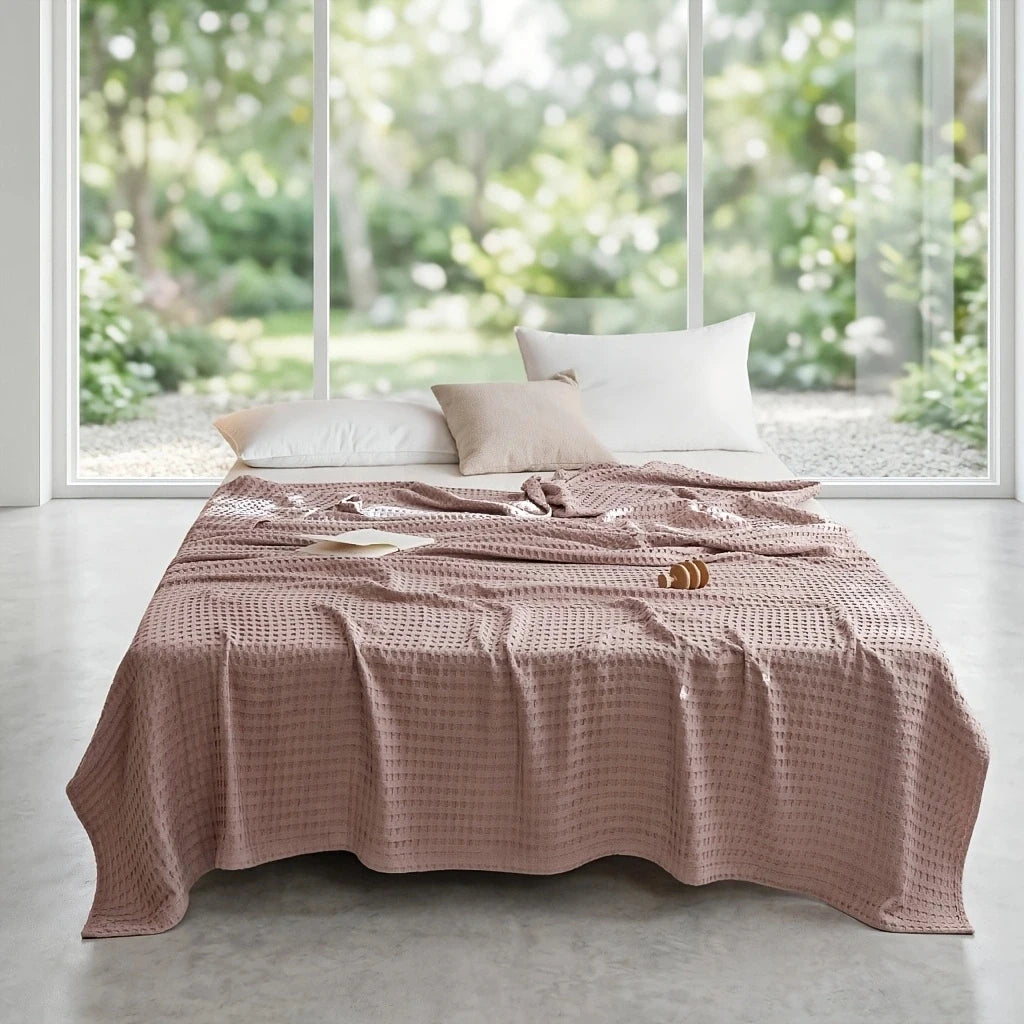100% Cotton Multi-Layer Gauze Blanket, Waffle Weave Sheet, Nap Blanket, Air Conditioning Throw, Car Blanket, Multi-Purpose Summe