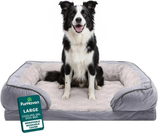Cooling Gel Dog Bed With Removable Bolsters And Washable Cover