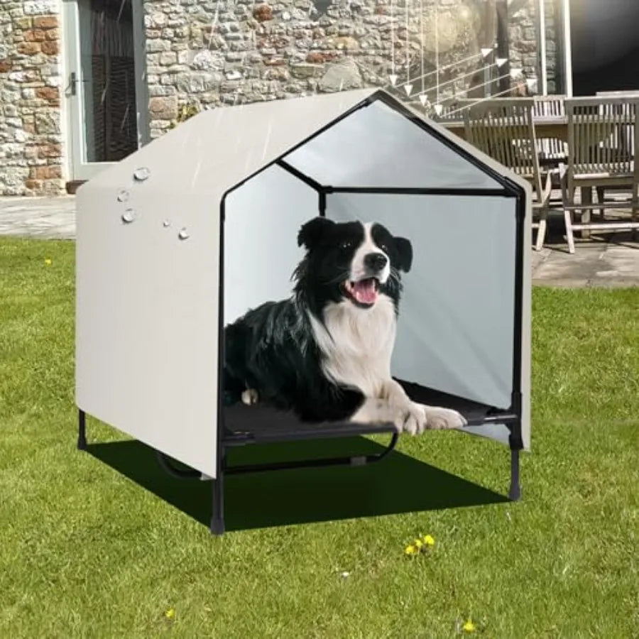 Indoor Outdoor Elevated Dog House With Canopy For Large Dogs