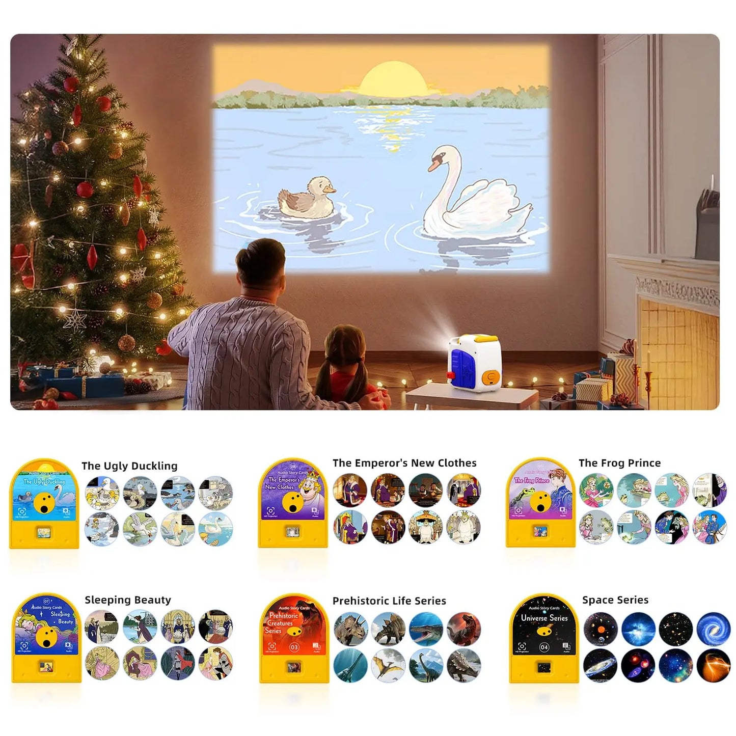 Galaxy Projector Planetarium Star Projectorm Bedtime Story Projector Kids 48 Story Cards Night Light Voice Narration Kids Adults Bedroom Decor Birthday Gifts