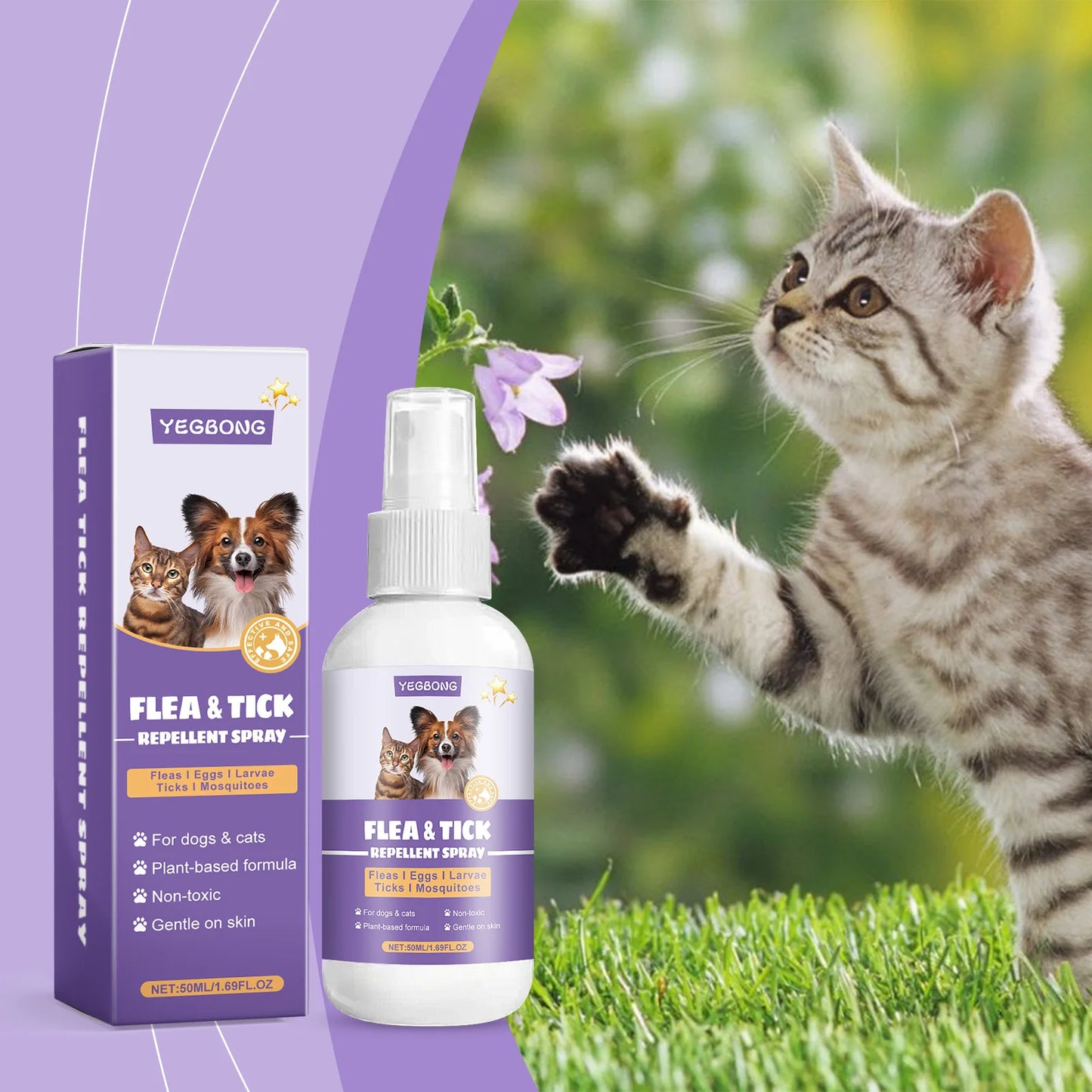 YEGBONG Pet Flea Repellent Spray for Dogs and Cats Natural