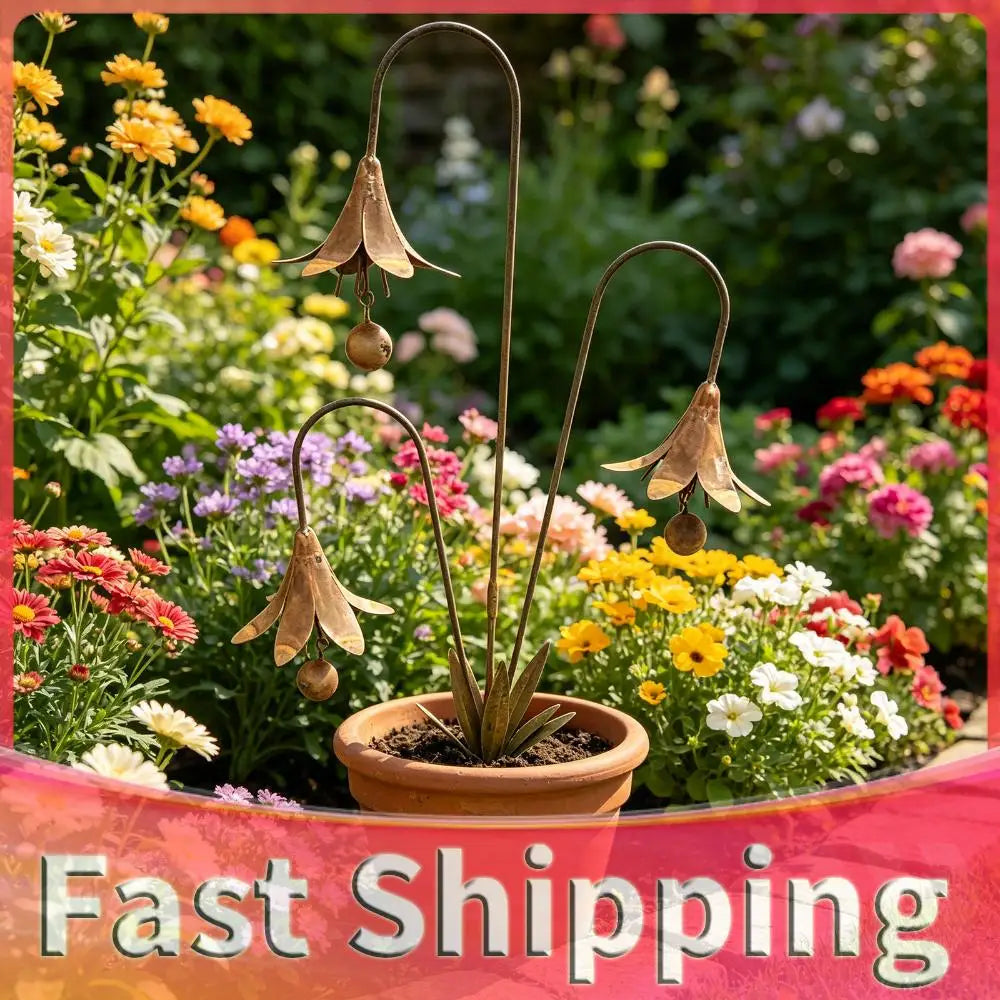 Metal Bluebells Plant Sculpture Wind Chime Ornament Weather Resistant