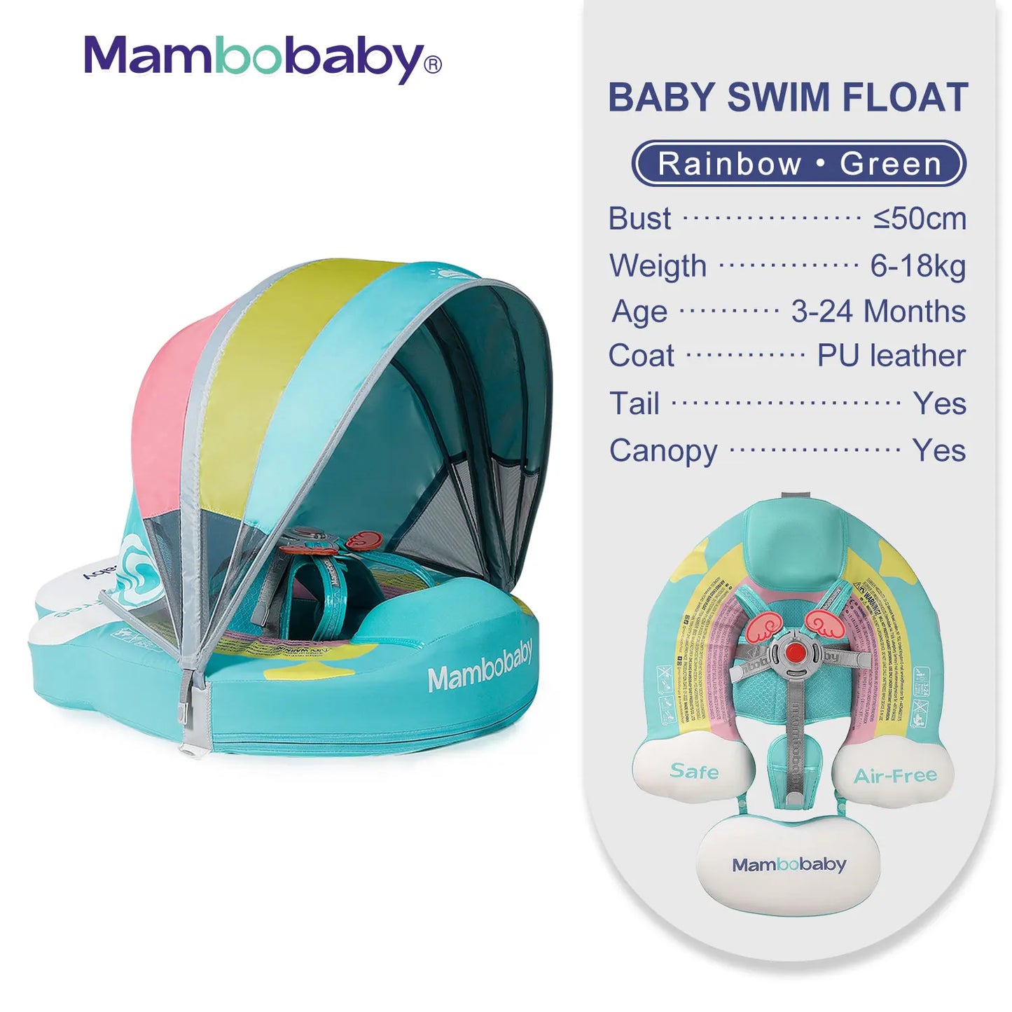 Mambobaby Animal Float Non Inflatable Baby Swimming Buoy With Canopy