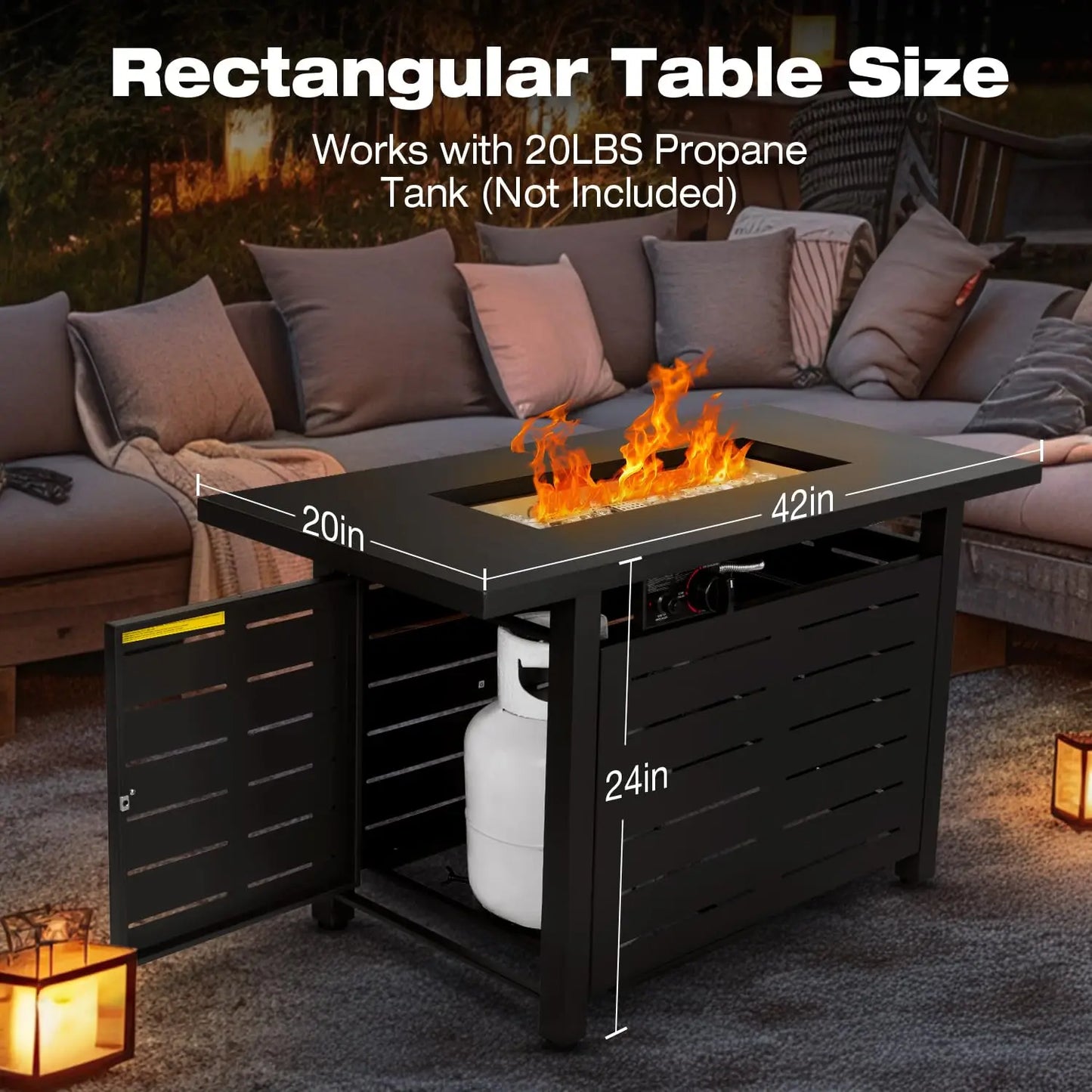 Gas Fire Pit Table 60000 BTU Propane 2-In-1 Outdoor