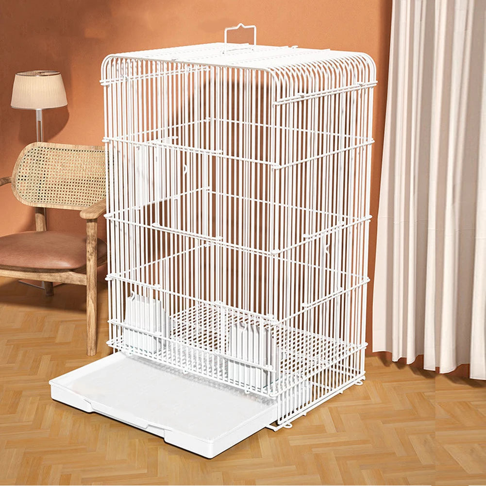 Wrought Iron Bird Cage Portable Parrot Cage Indoor Outdoor Tray