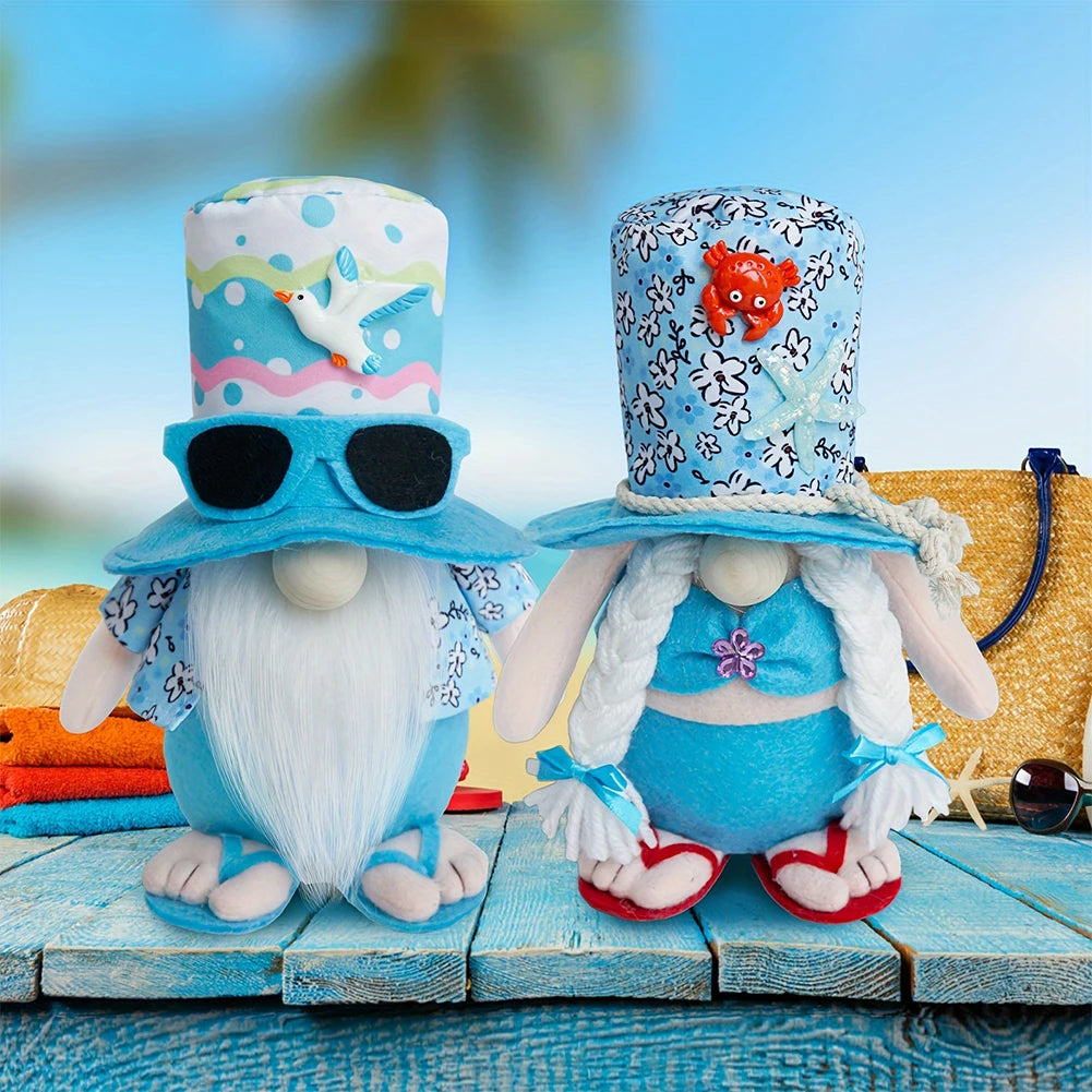 Beach Gnomes Plush Couple Decor Shelf Sitters Two Pieces