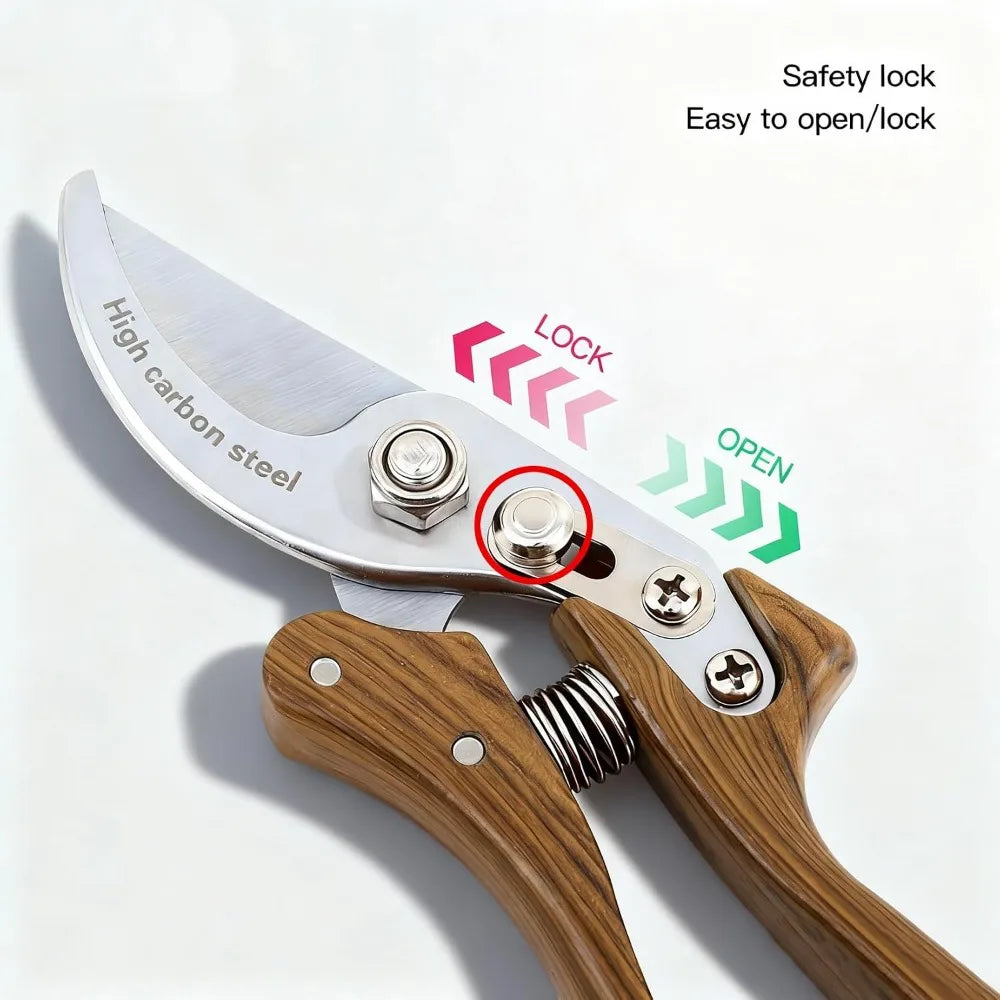 Heavy Duty Garden Pruning Shears 75Cr1 High-Carbon Steel Blades Ideal for Trimming Limbs, Plants, Shrubs & Vines - Fundamental Hand Tool for Florists
