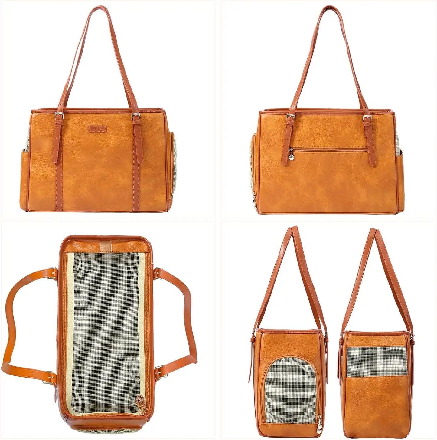 Pet Carrier Leather Bag Soft Sided For Small Dogs Cats