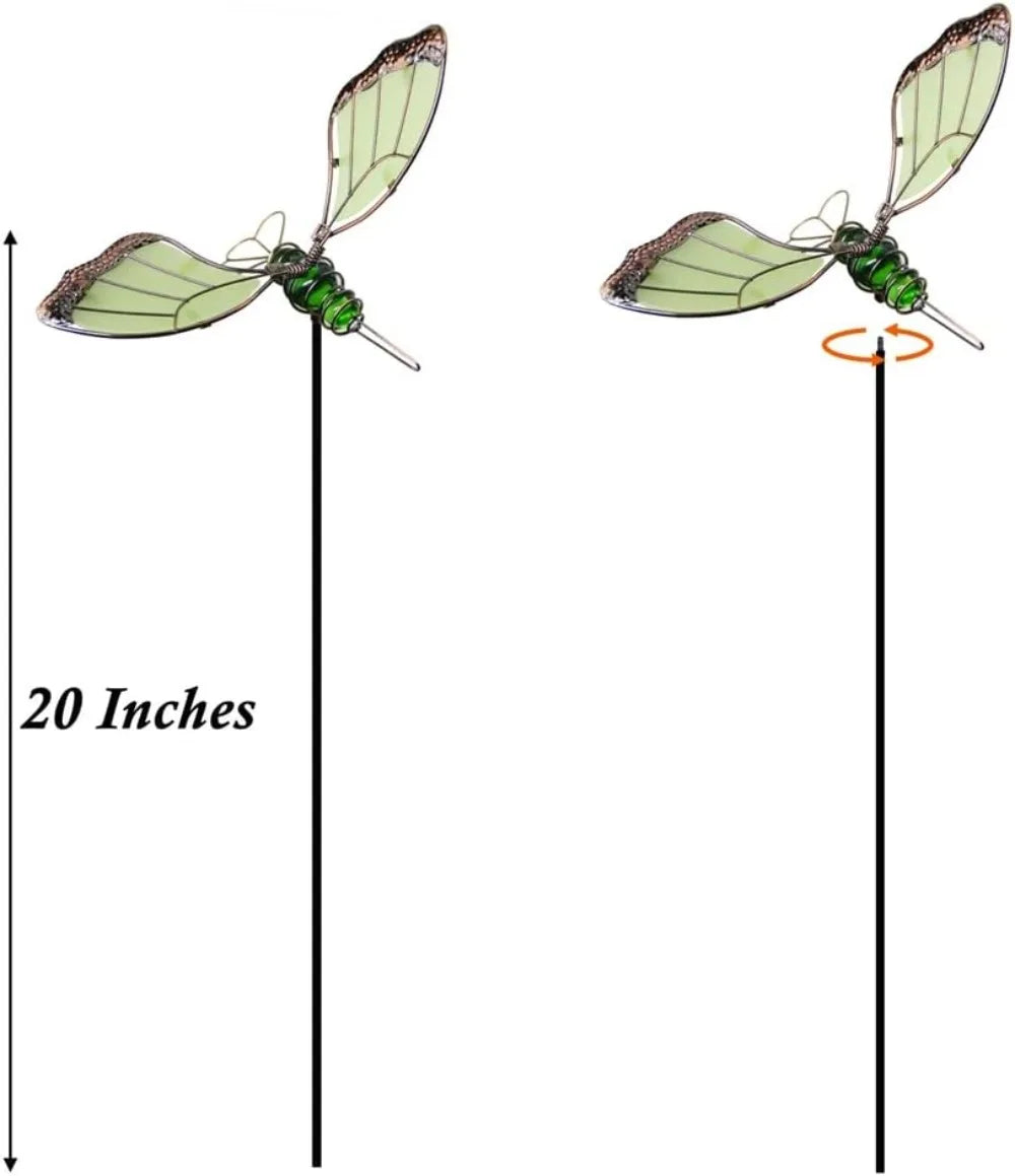 Glow In The Dark Butterfly Dragonfly Hummingbird Garden Stakes Set