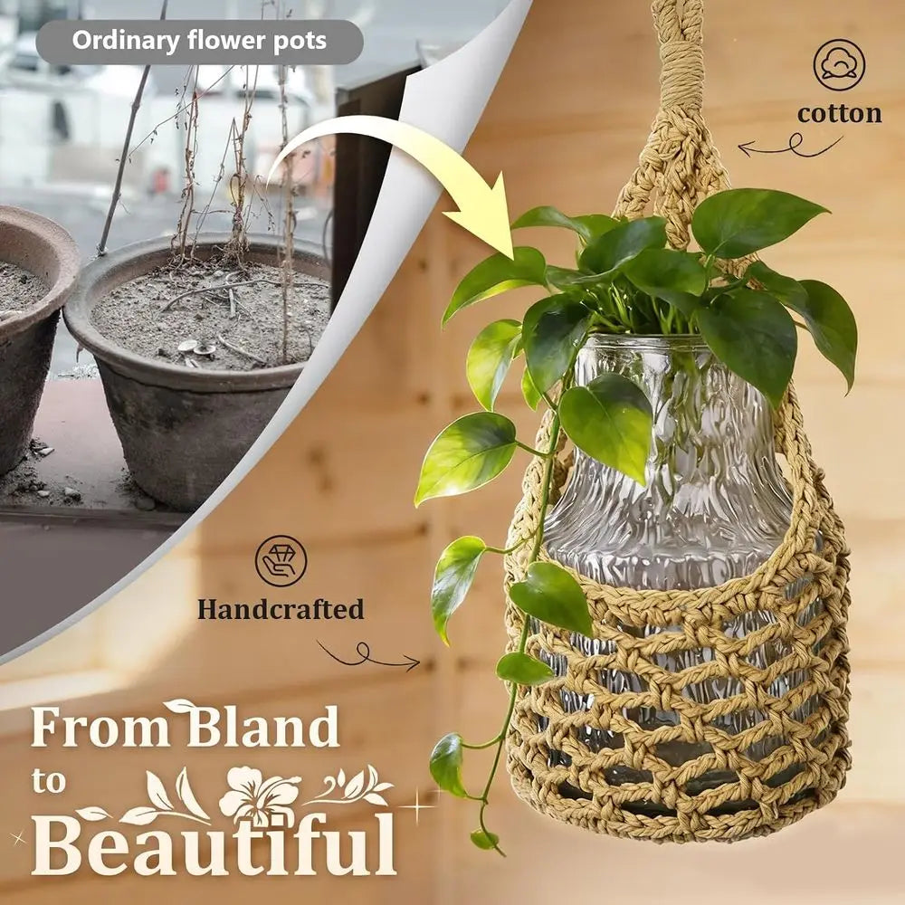 Wall Plant Hanger, Hanging Planter Basket Holder, Wall Planters, Indoor Plants, 6-Inch Pot (Brown)