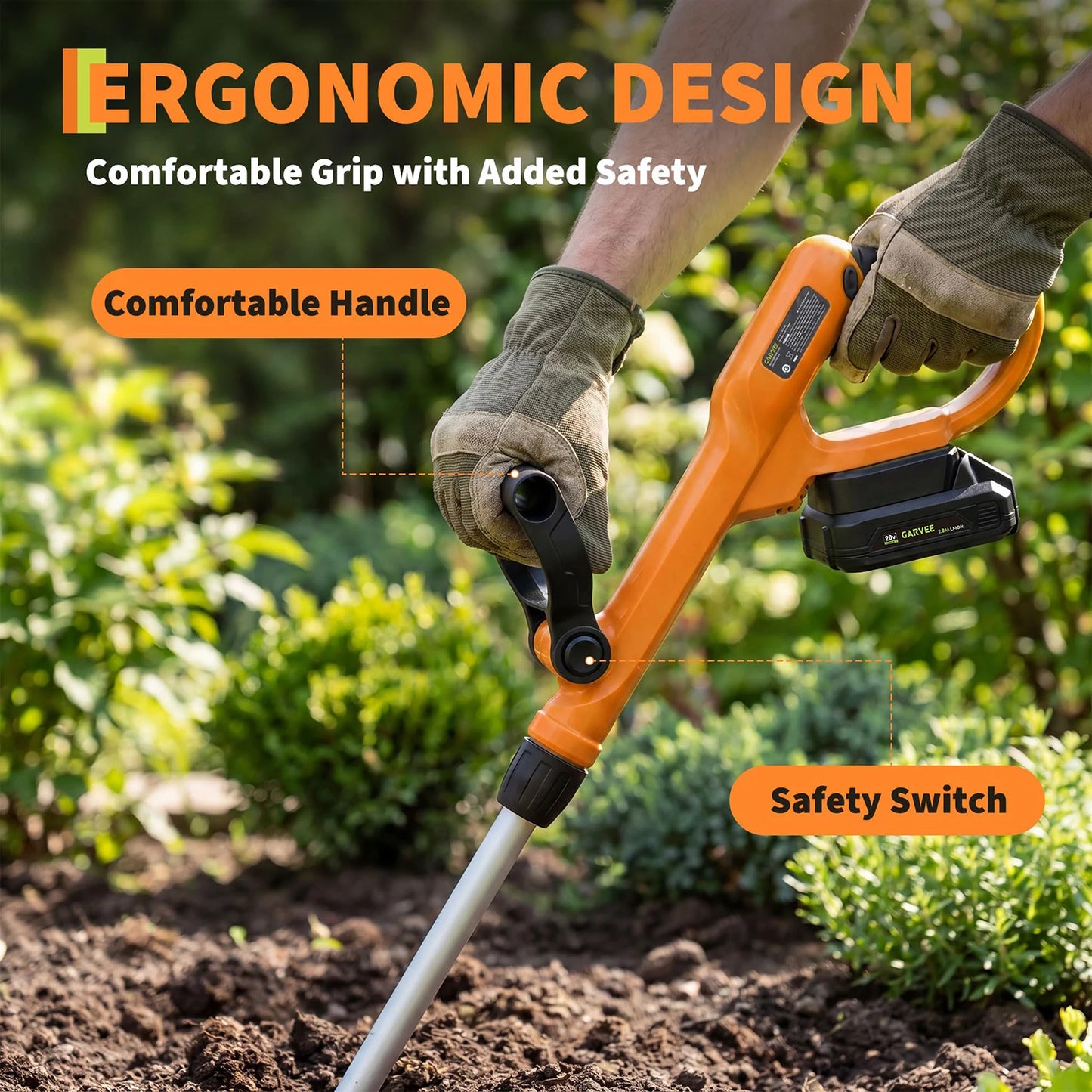 HiMISS 20V Cordless Garden Tiller Electric Cultivator