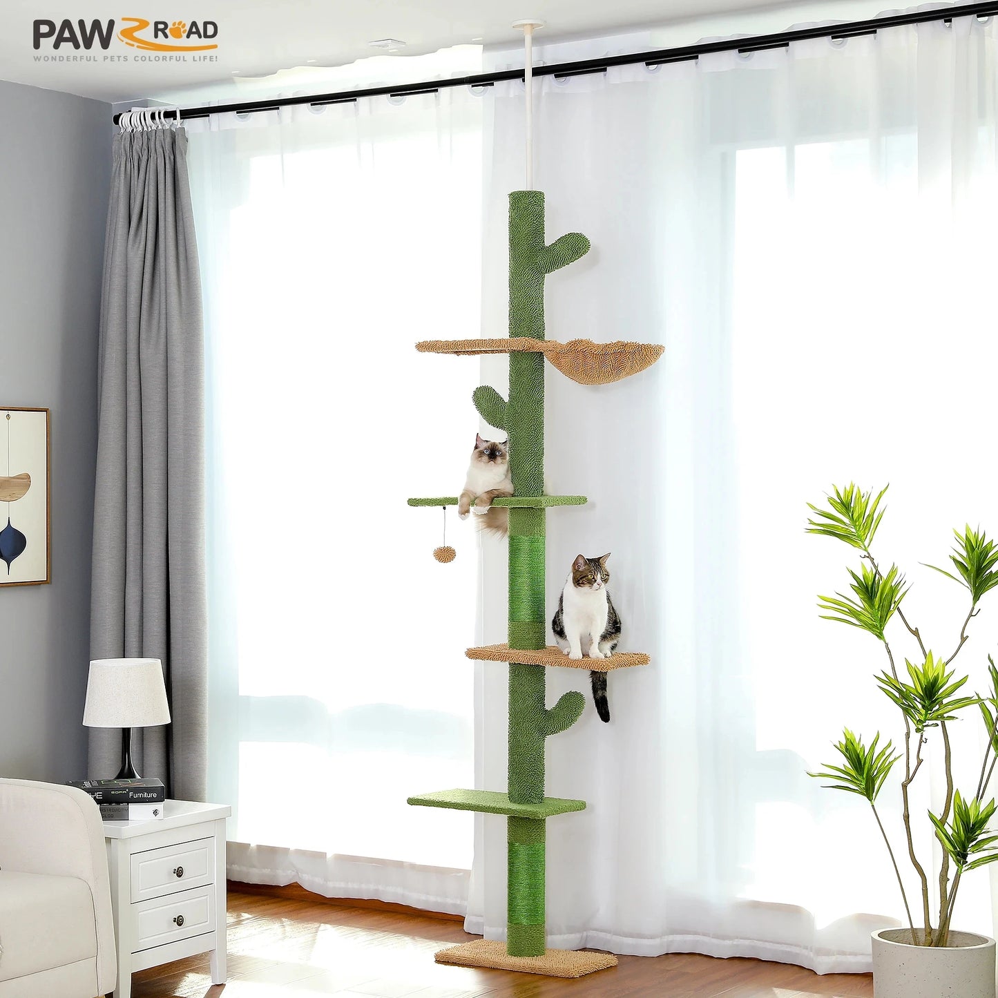 PAWZ Road 5-Tier Cat Tree Floor To Ceiling Climbing Tower