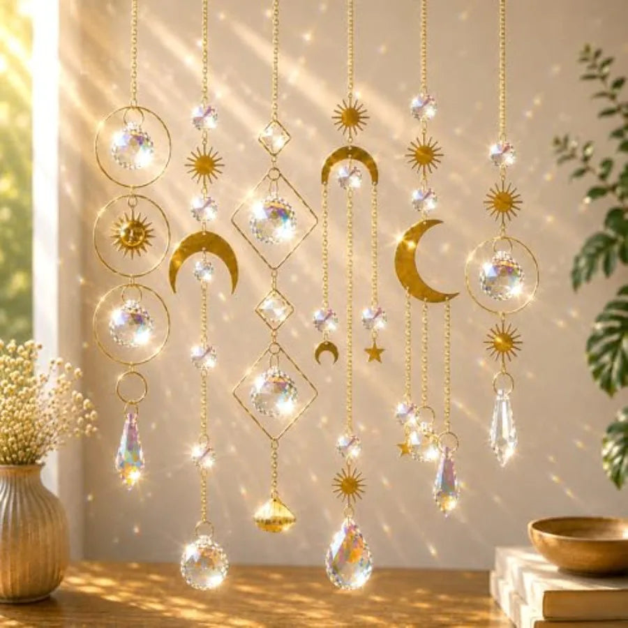 Six Piece Crystal Suncatcher Hanging Pendant Ornament For Window Garden