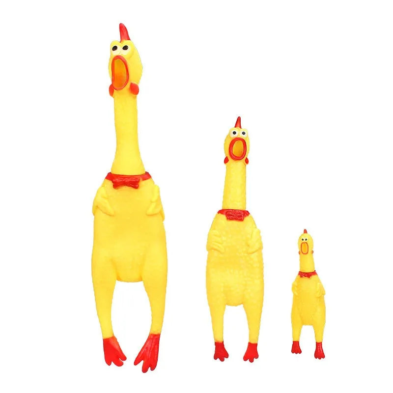 DKSTINYE Squeaky Chicken Dog Toy Squeaker Rubber Chew Toy