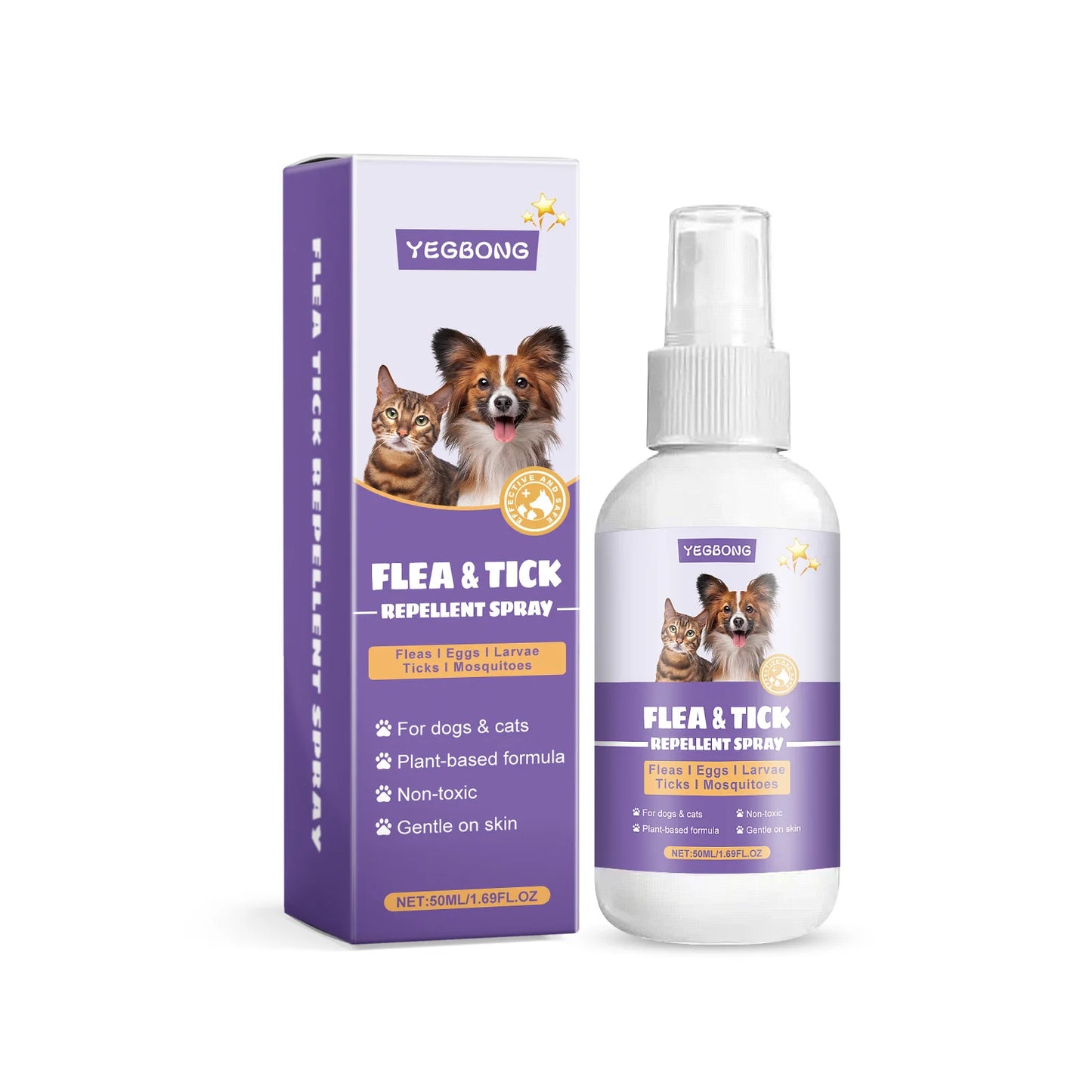 YEGBONG Pet Flea Repellent Spray for Dogs and Cats Natural