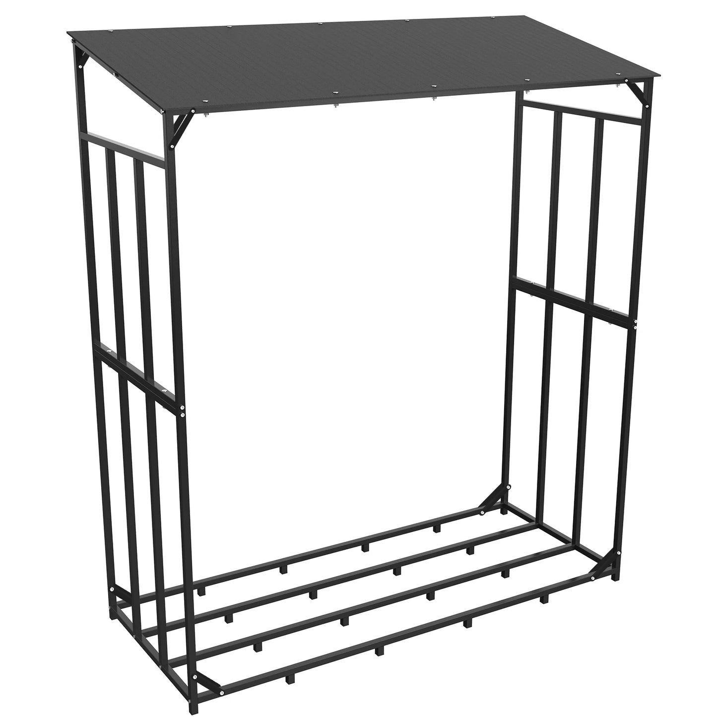 Heavy Duty Metal Firewood Rack With Top Cover For Outdoor