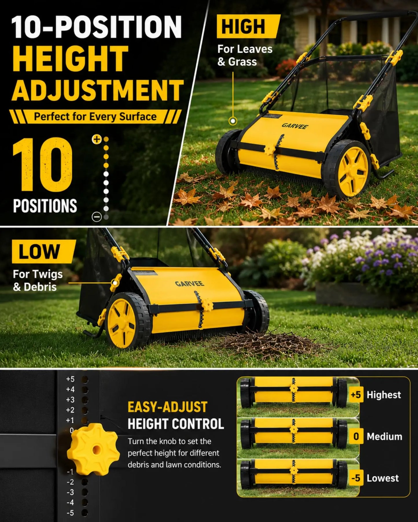 HiMISS Manual Push Lawn Sweeper For Leaves And Grass