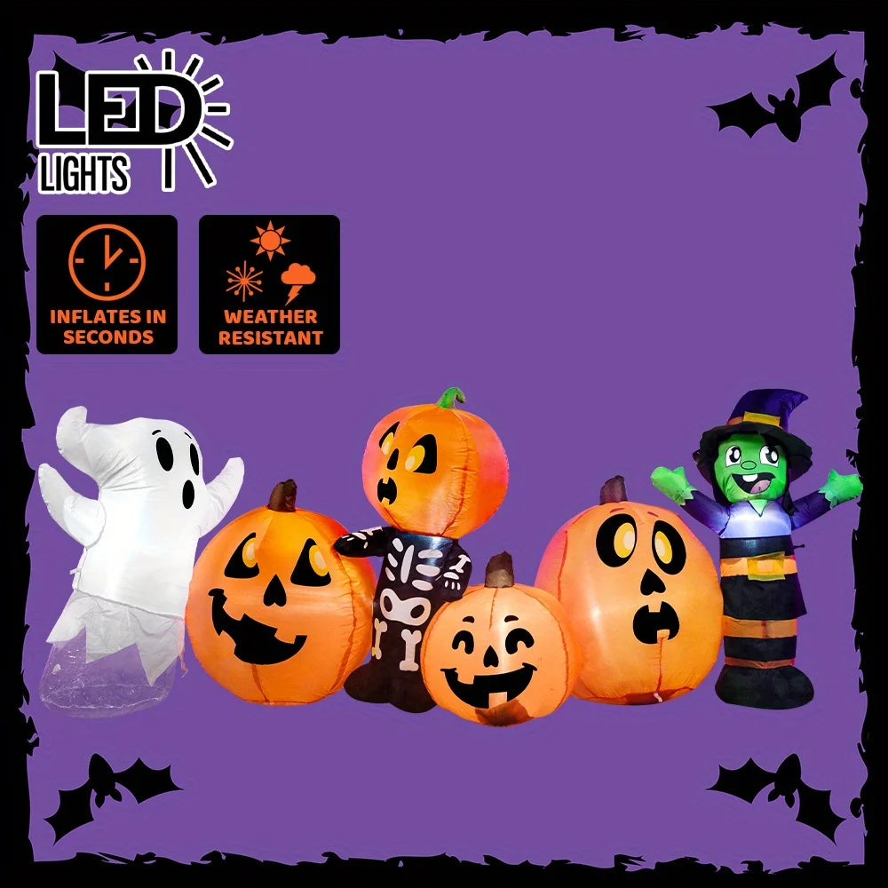 Halloween Inflatable Characters And Pumpkin Patch With LED Lights