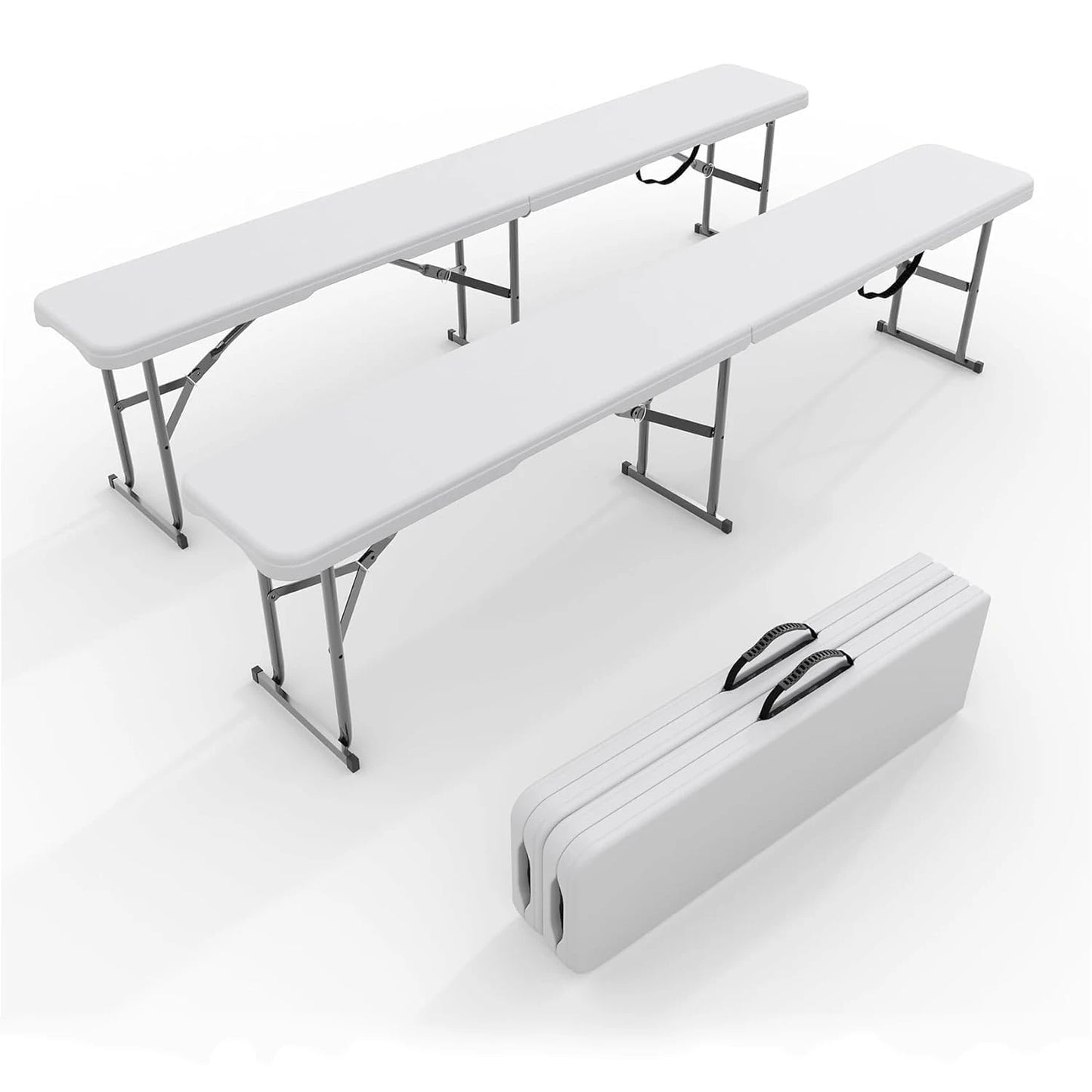 Twister.CK HDPE Plastic Folding Bench 2 Pack For Outdoor Use