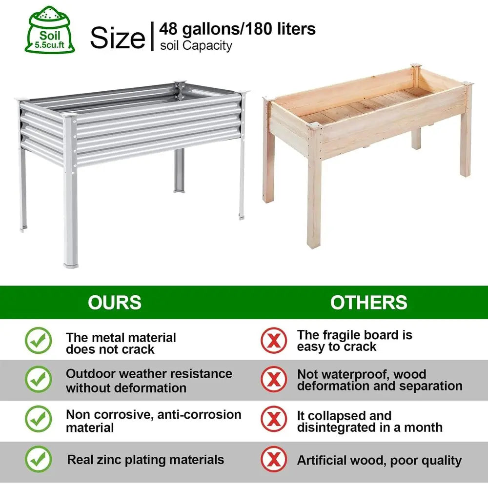 Galvanized Raised Garden Bed With Legs 700lb Capacity