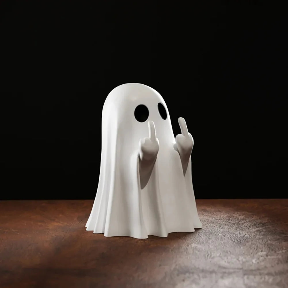 Halloween White Ghost Resin Ornament for Desk and Home Decor
