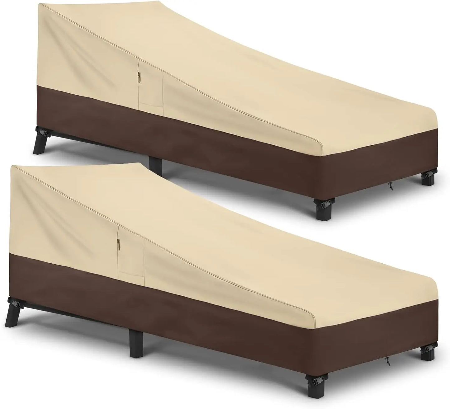 Heavy Duty Waterproof Patio Chaise Lounge Cover 2 Pack