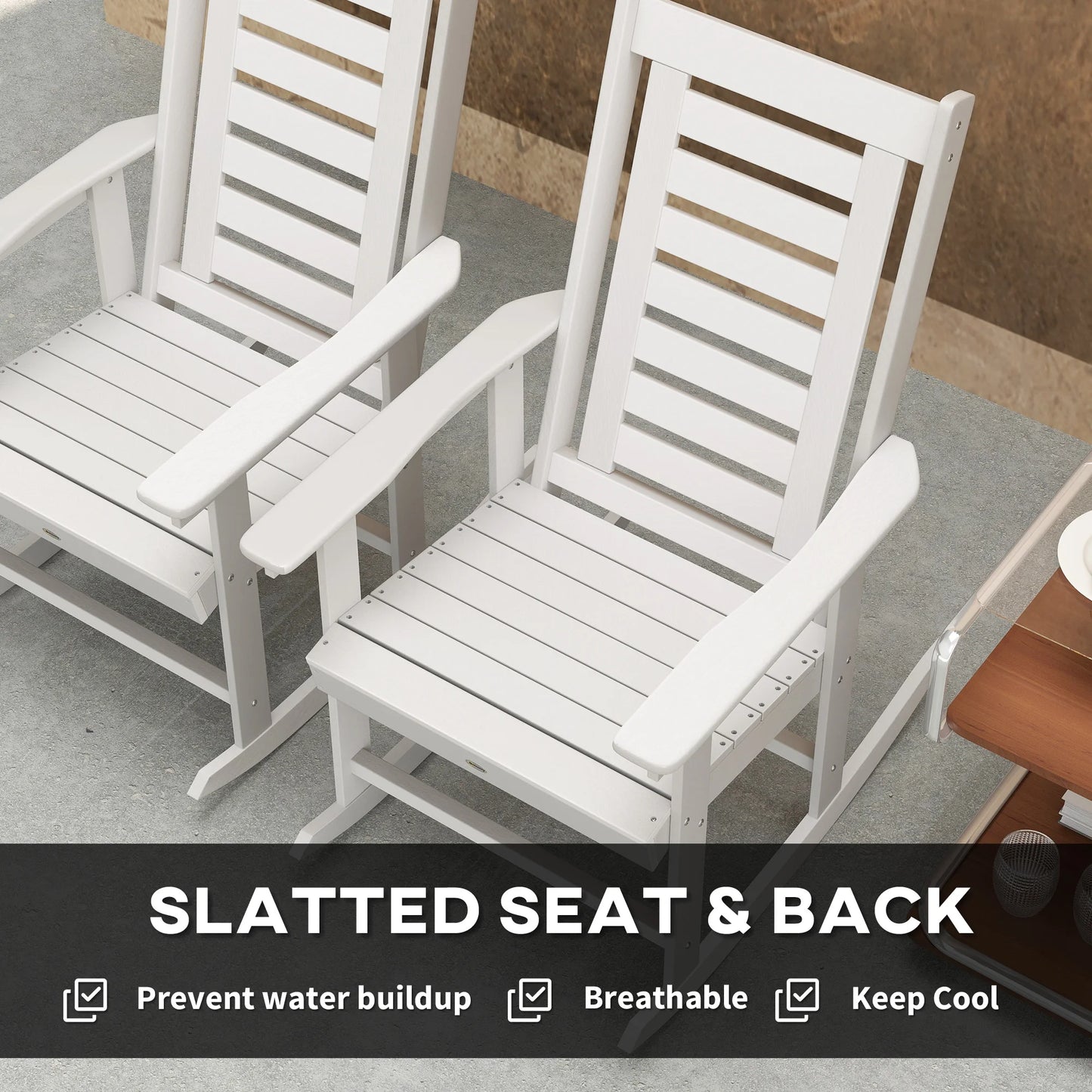 Outsunny Outdoor Rocking Chairs With High Back Patio Seating