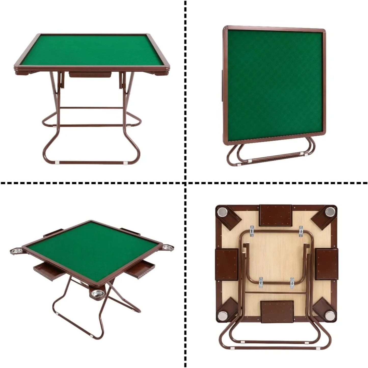 Mahjong Table with 4 Cup Holders & 4 Drawers for 4 People, Foldable Mahjong Table, Portable Mahjong Table, 34.65*34.65*28.74in