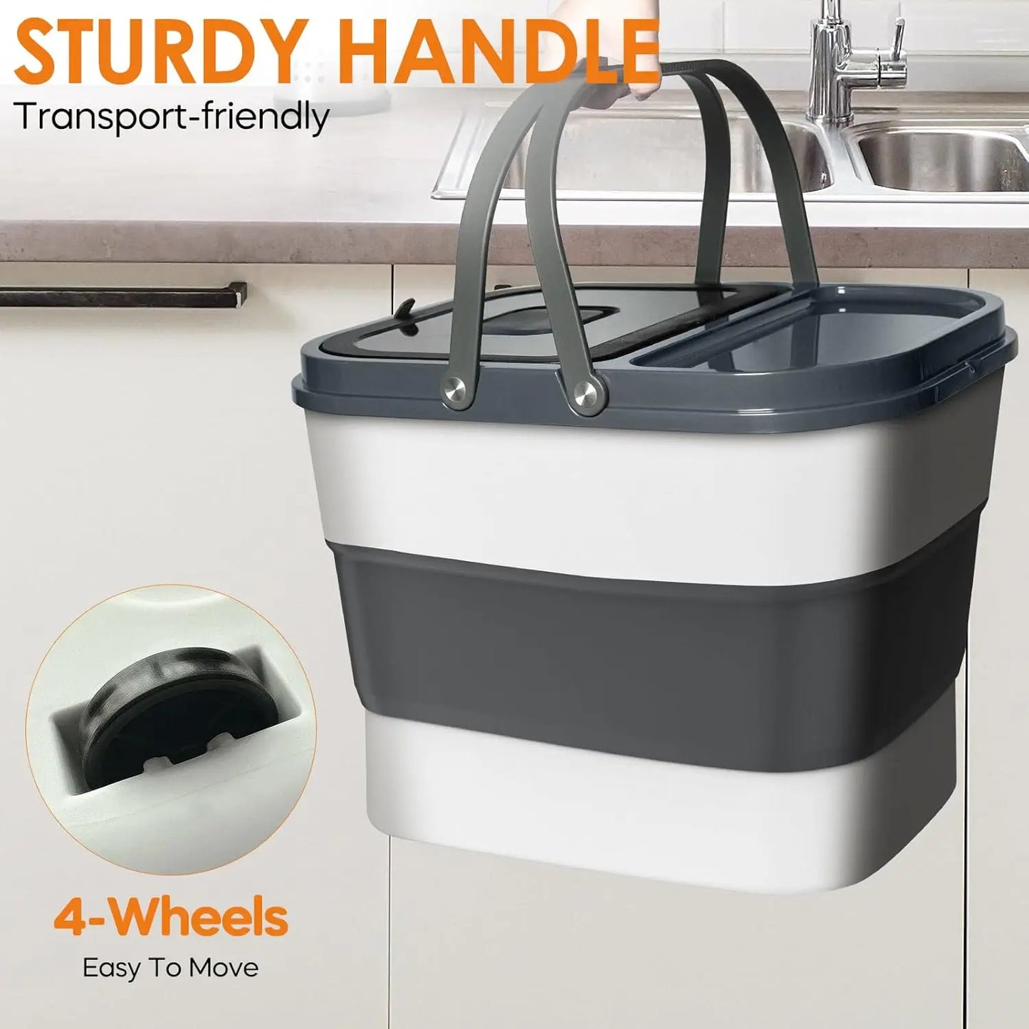 Collapsible Pet Food Storage Container With Wheels And Scoop Airtight
