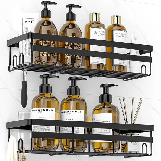 Adhesive Shower Caddies Two Pack Stainless Bathroom Shelf Organizer