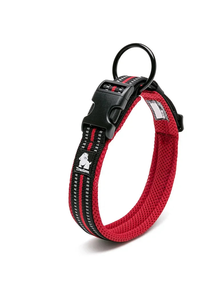 TRUELOVE Padded Nylon Dog Collar Reflective Adjustable Training