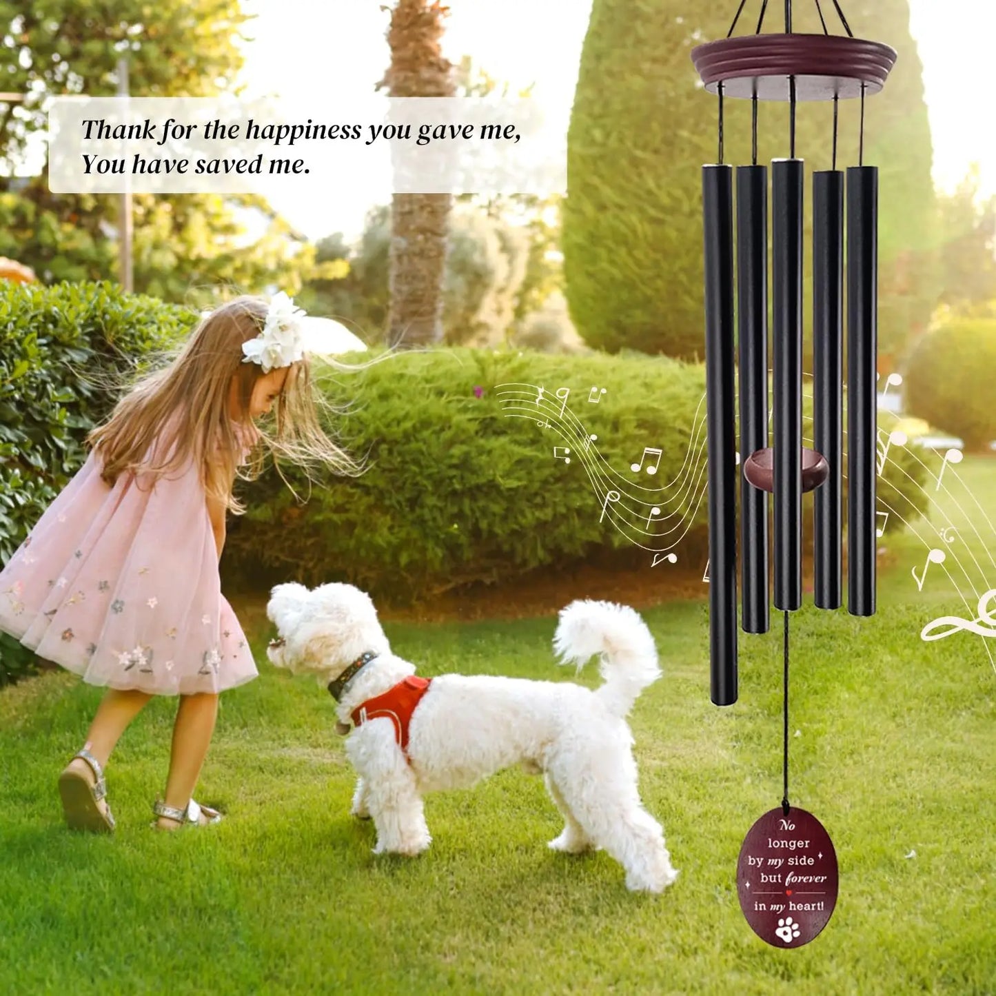 Pet Memorial Wind Chime For Dog Loss Tuned Aluminum G Scale Garden Gift