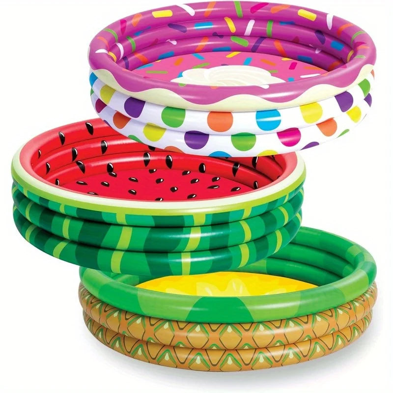 Joyfy 3 Pack Inflatable Kiddie Pools Watermelon Pineapple Cupcake Designs