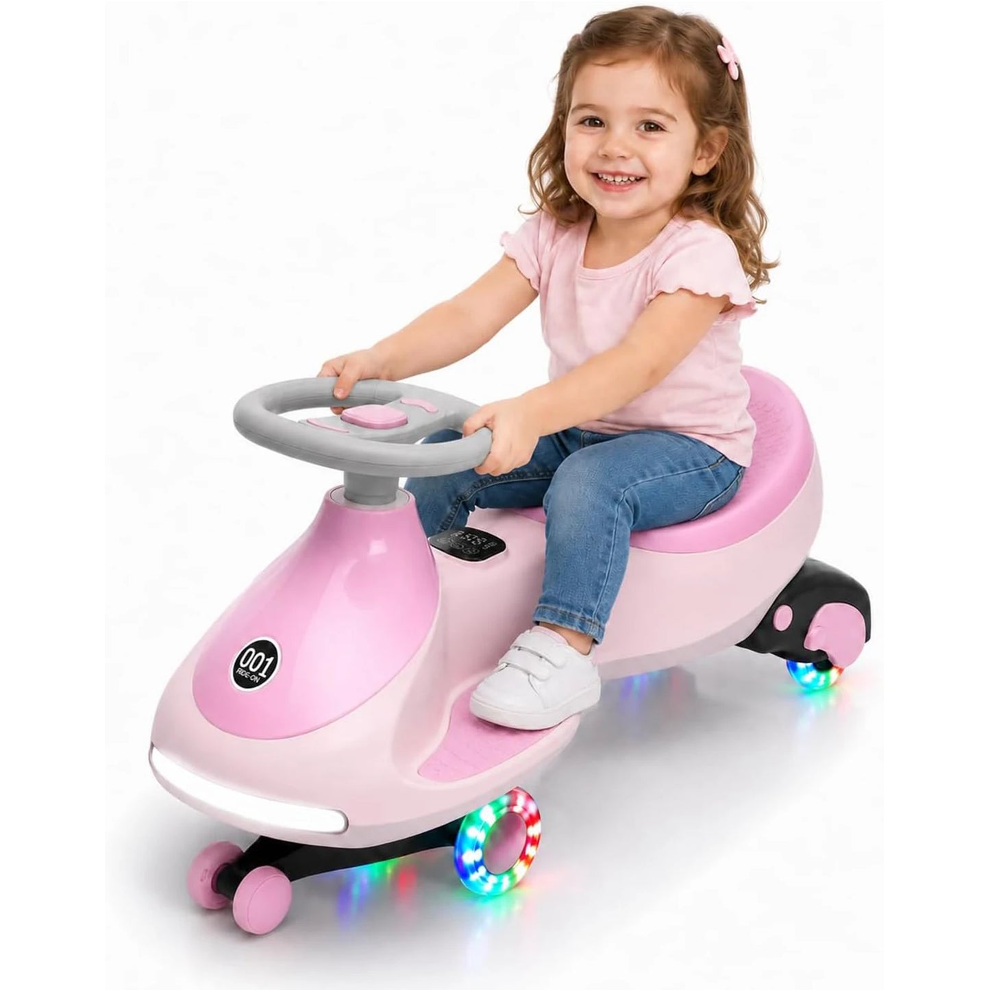 12V Electric Wiggle Car For Kids, 2 In 1 Ride On Swing Car With Pedal, Flashing Wheels Music, Anti-Rollover Toy For Toddlers