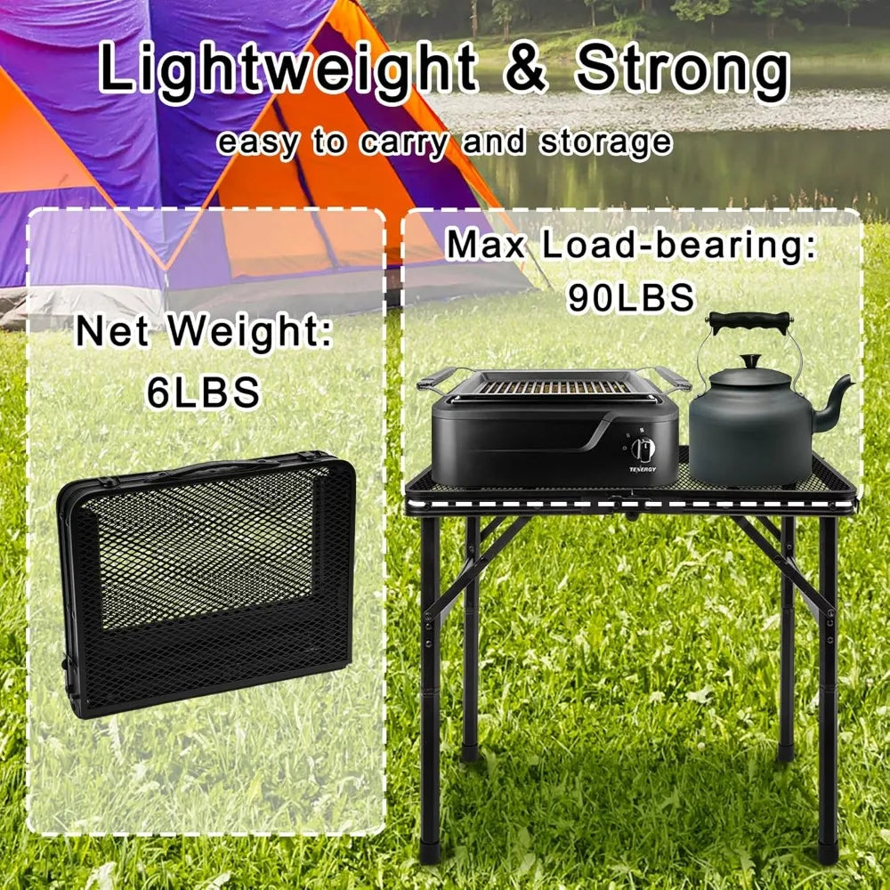 XIUWO Portable Folding Camping Table Height Adjustable Outdoor Cooking Picnic