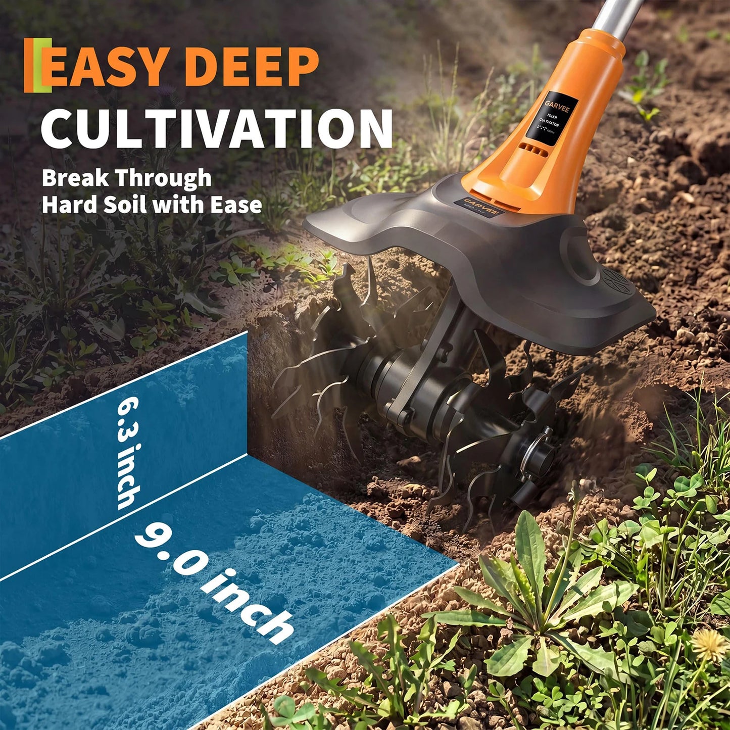 HiMISS 20V Cordless Garden Tiller Electric Cultivator
