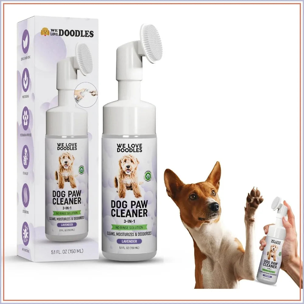 No Rinse Dog Paw Cleaner With Silicone Bristle Brush 3 In 1 Lavender