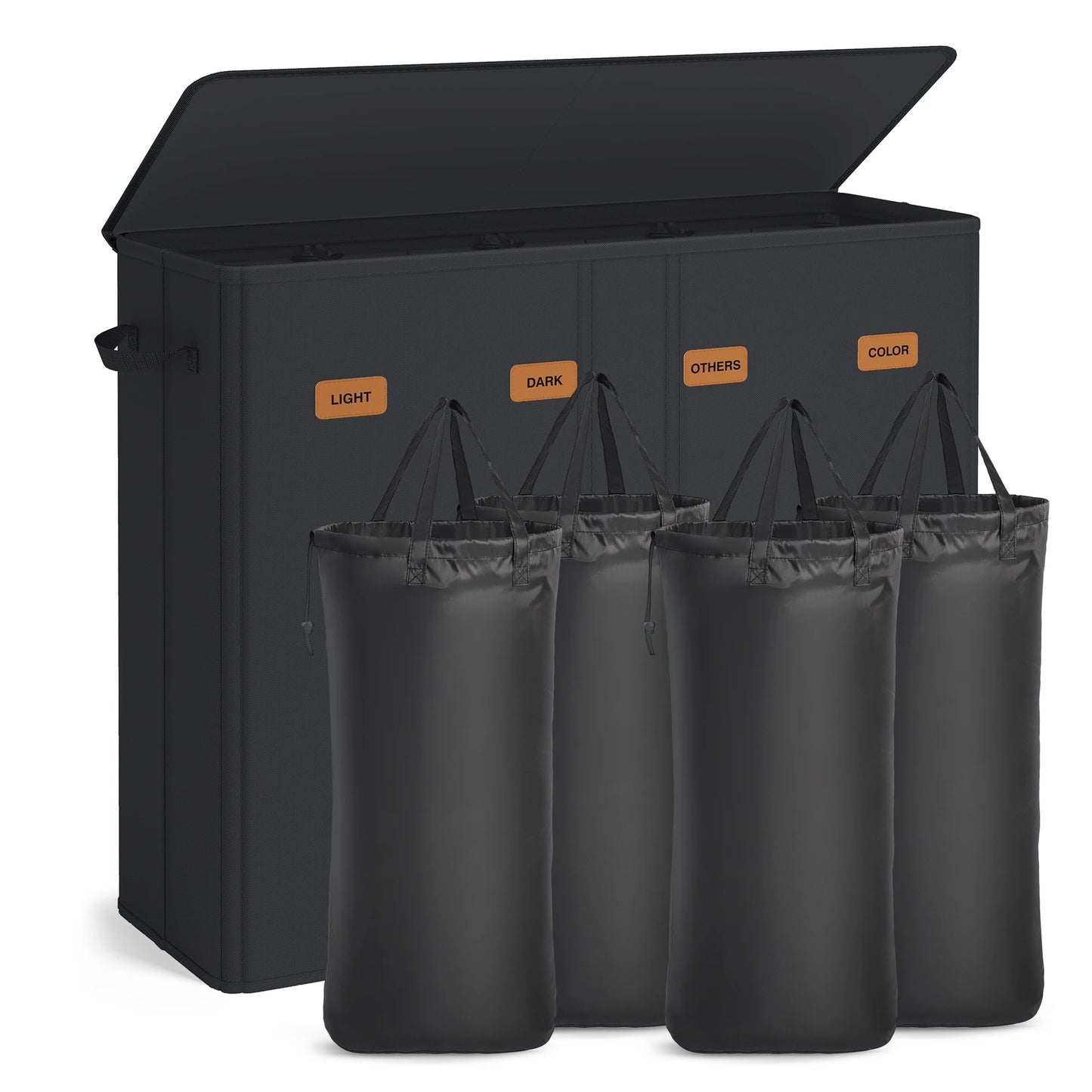 Songmics Laundry Hamper 4-Compartment Sorter With Lid And Liner Bags