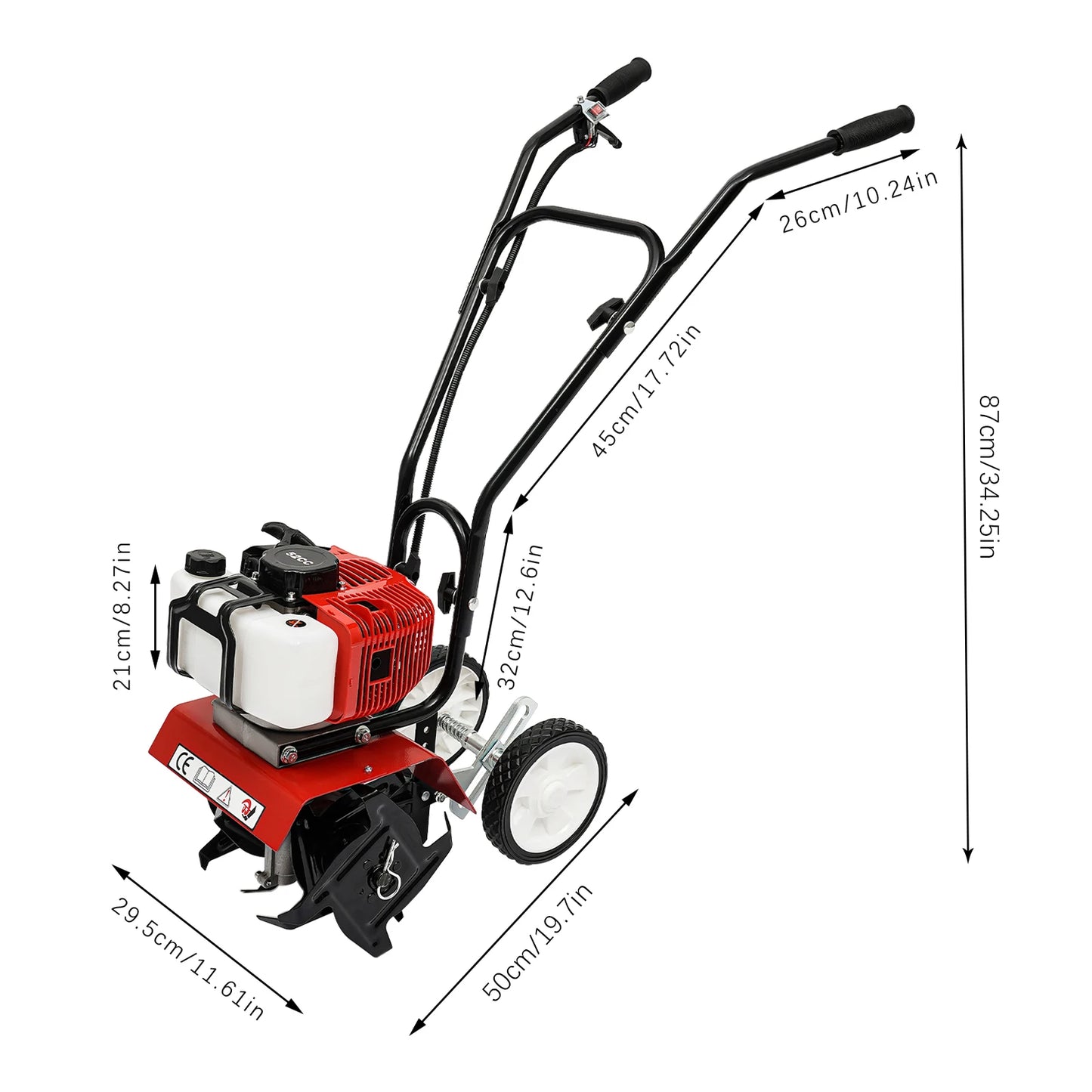 Bymaocar Gasoline Tiller 1.9kW 2-Stroke With 4 Blades