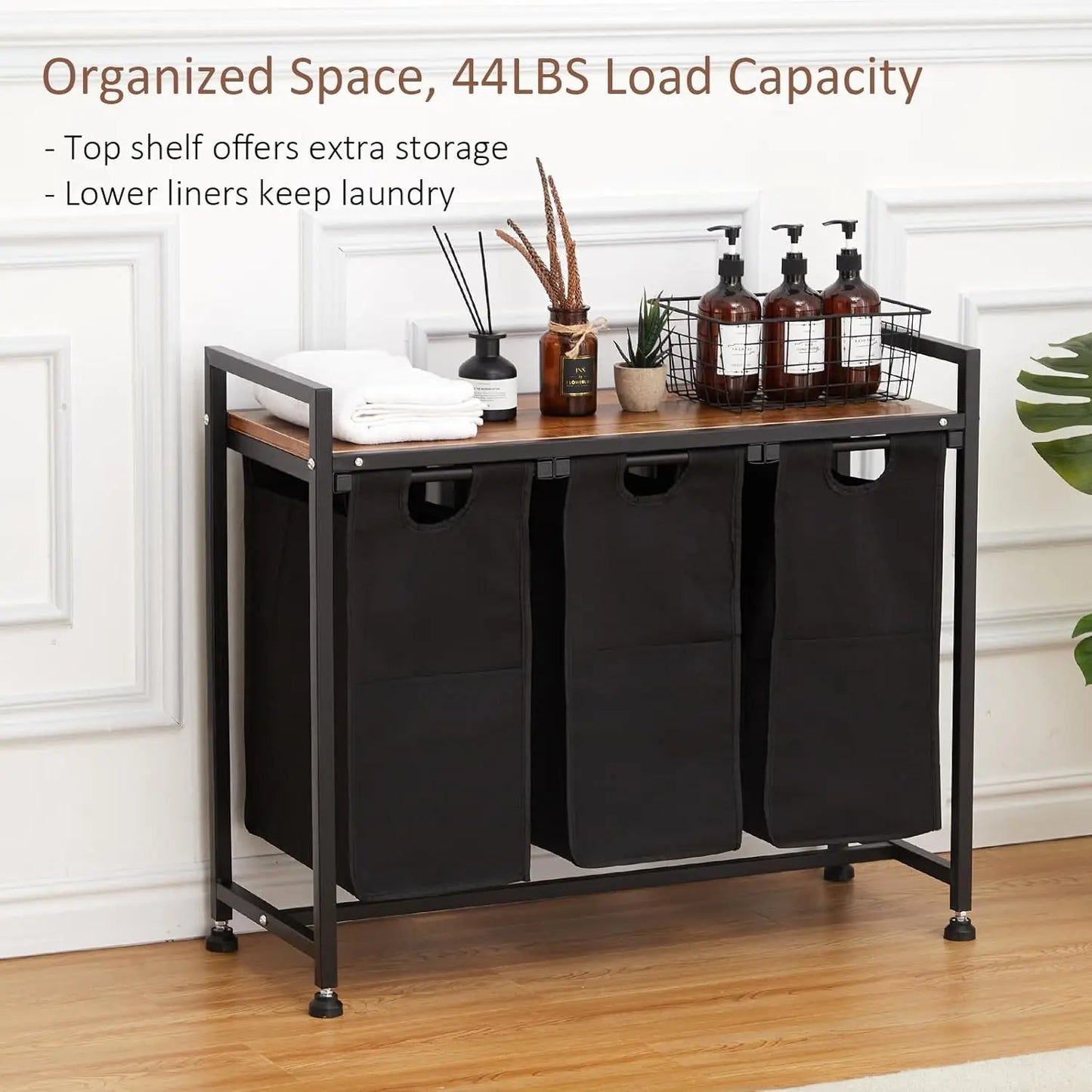 Studyset Dual Section Laundry Hamper With Removable Bag Top Shelf