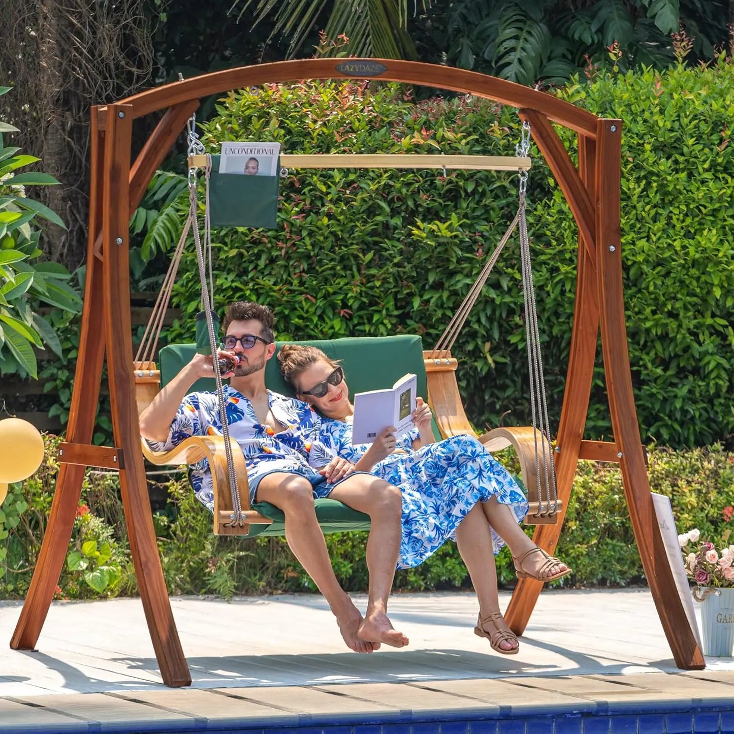 Heavy Duty Wooden Swing Frame Curved A-Frame Stand for Adults Kids Indoor Outdoor 1000 LBS Capacity, Customized