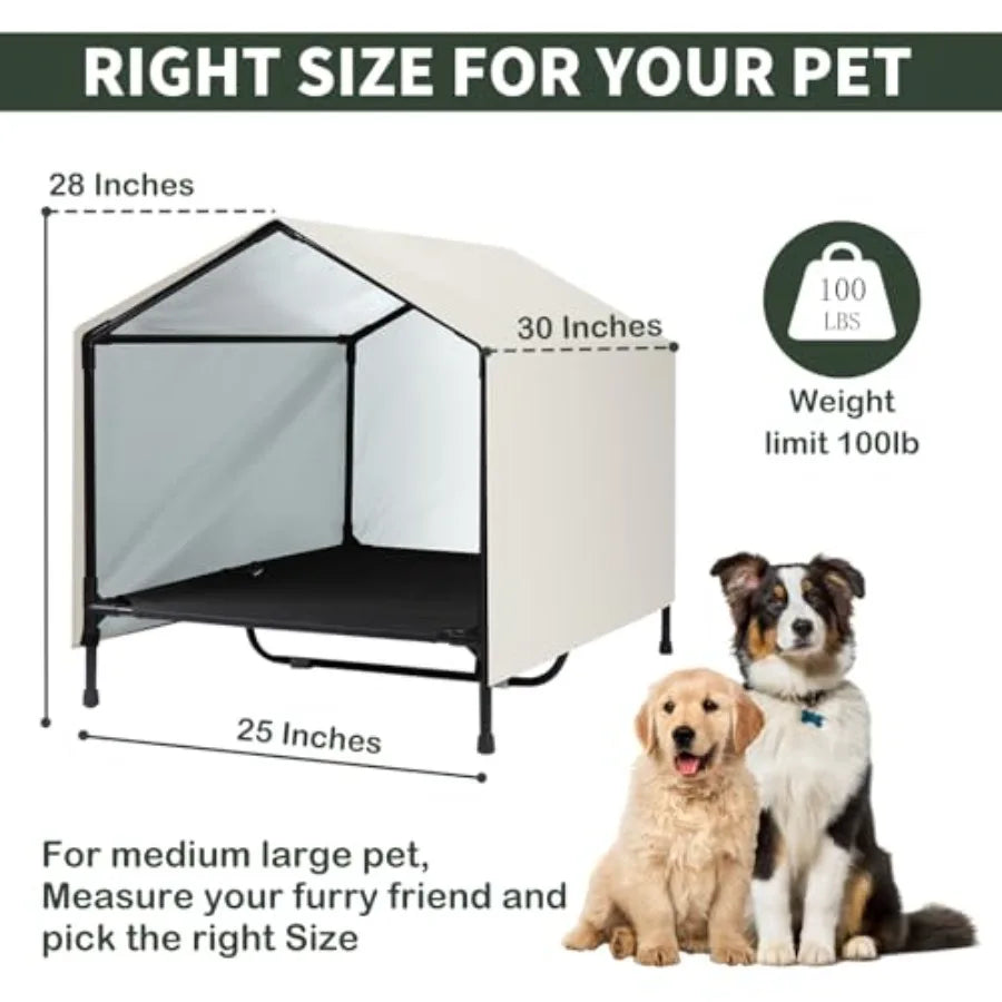 Indoor Outdoor Elevated Dog House With Canopy For Large Dogs