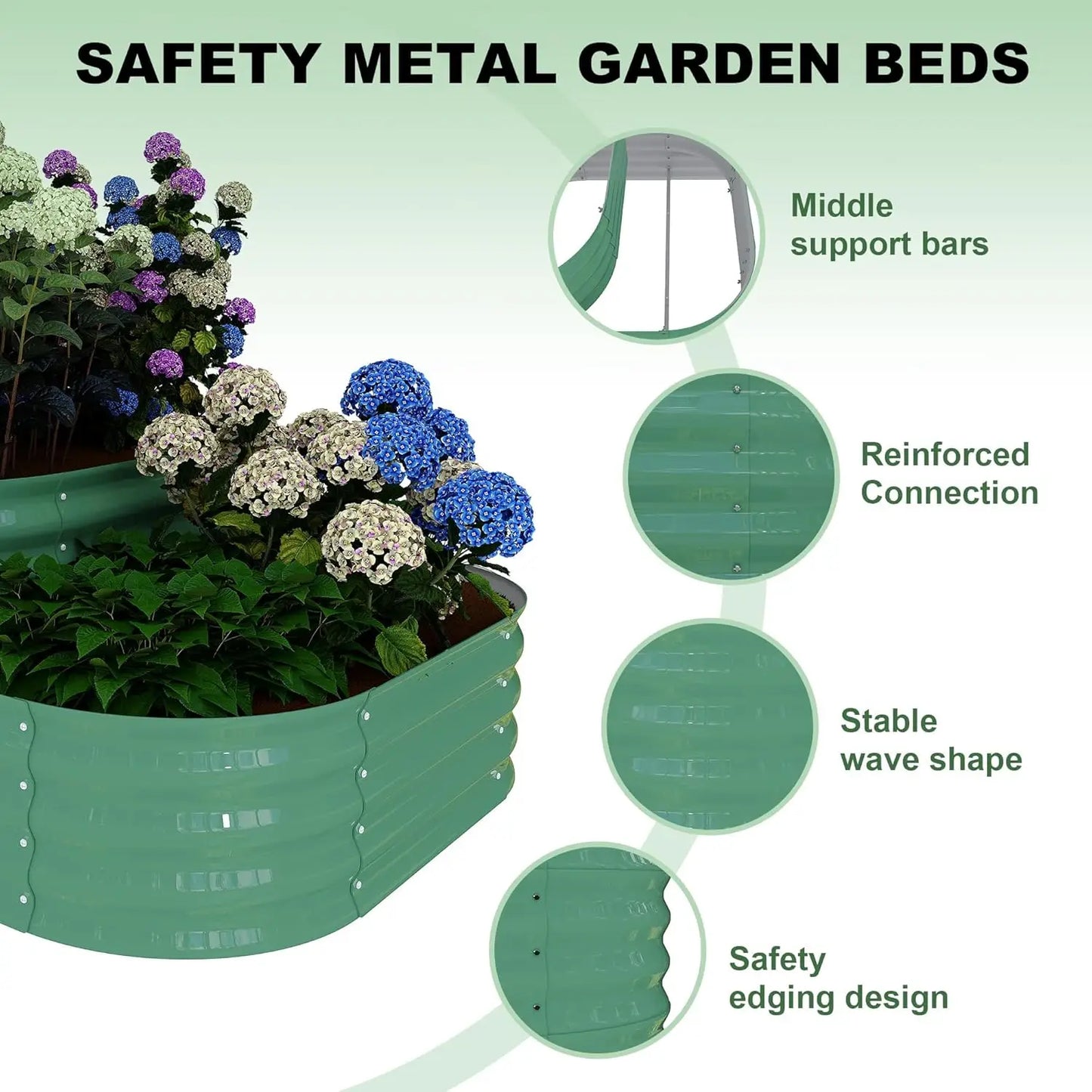 NONEM Galvanized Raised Garden Bed For Outdoor Vegetable Gardening