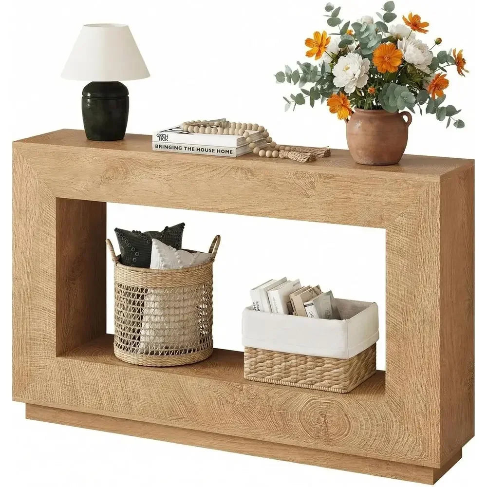 55 in ole Table, 2-Tier Wood armhouse Entryway Table, Natural | Recular Entryway Table ole Tables or Entryway, Entrance, Hallway
